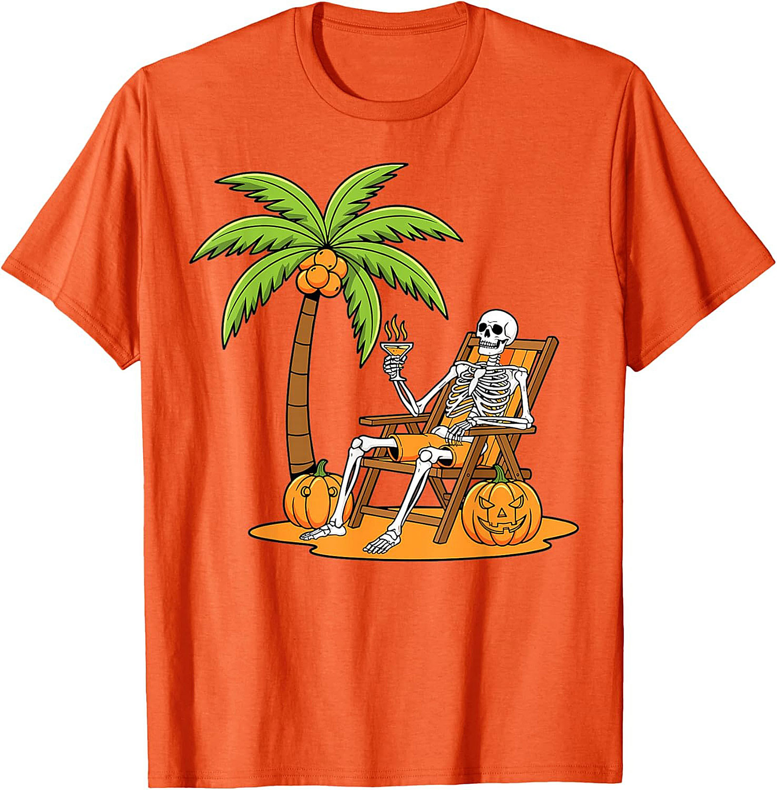 Funny Skeleton Beach Vacation Graphic Tee | Halloween Shirt