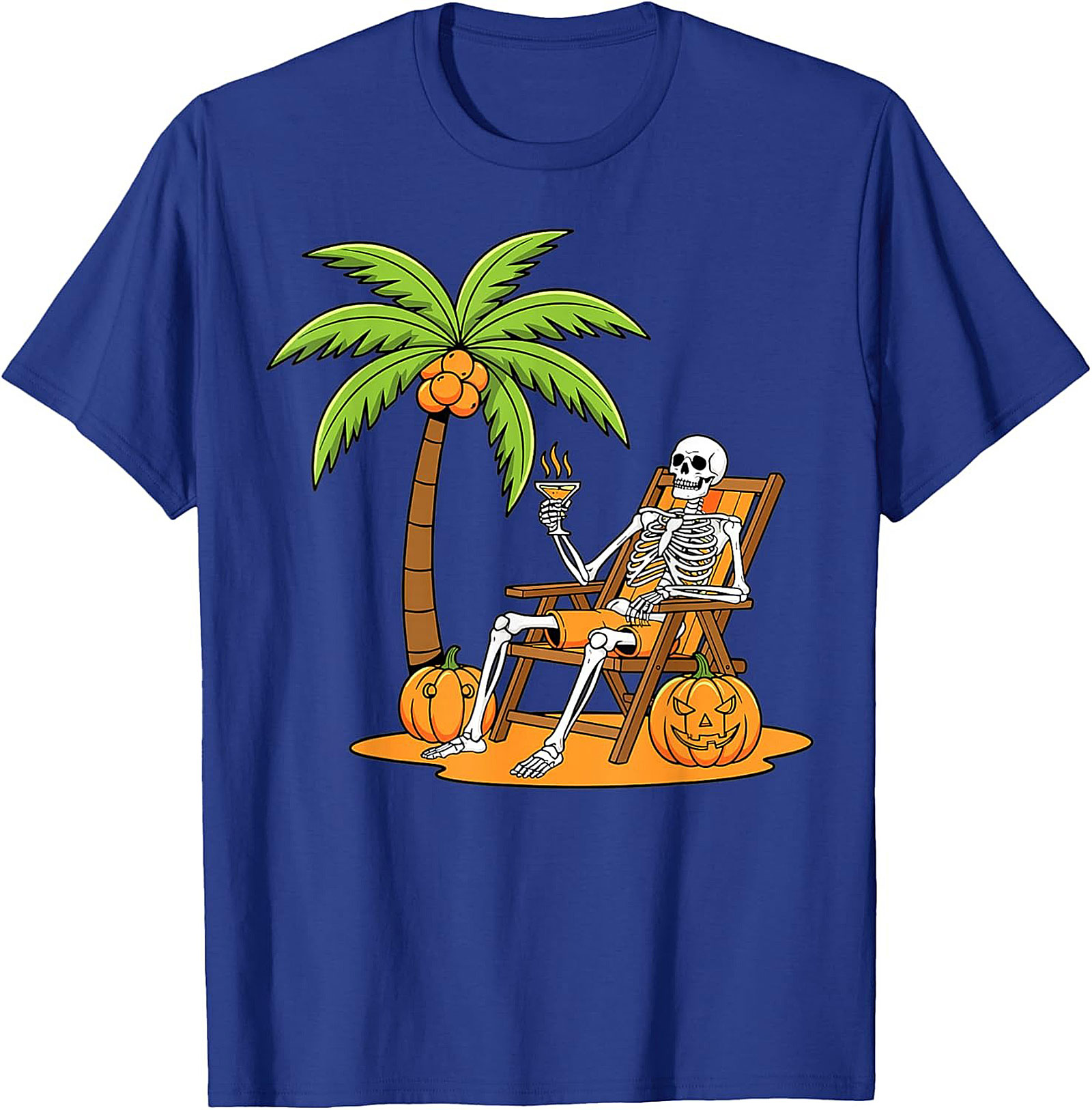 Funny Skeleton Beach Vacation Graphic Tee | Halloween Shirt