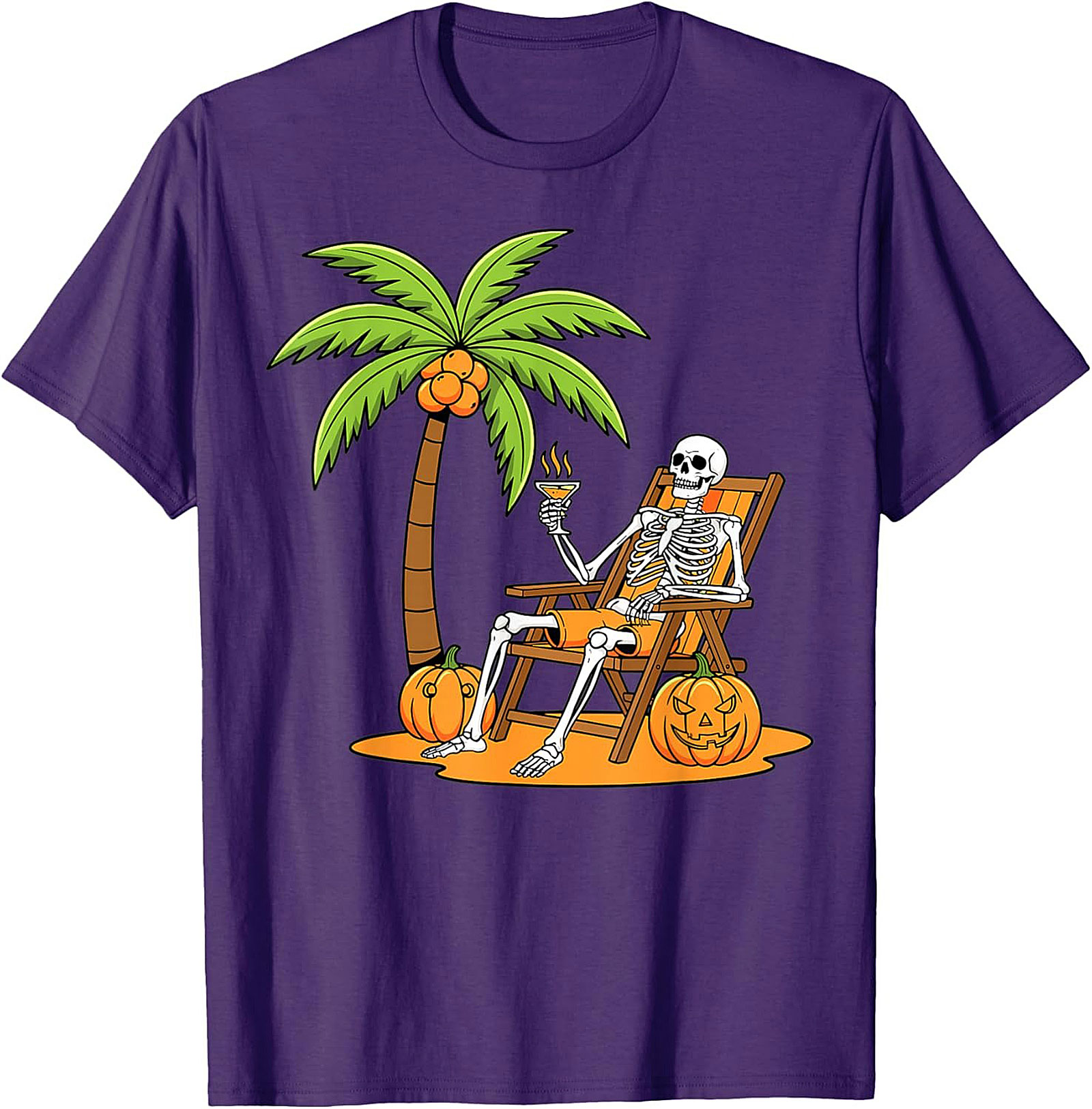 Funny Skeleton Beach Vacation Graphic Tee | Halloween Shirt