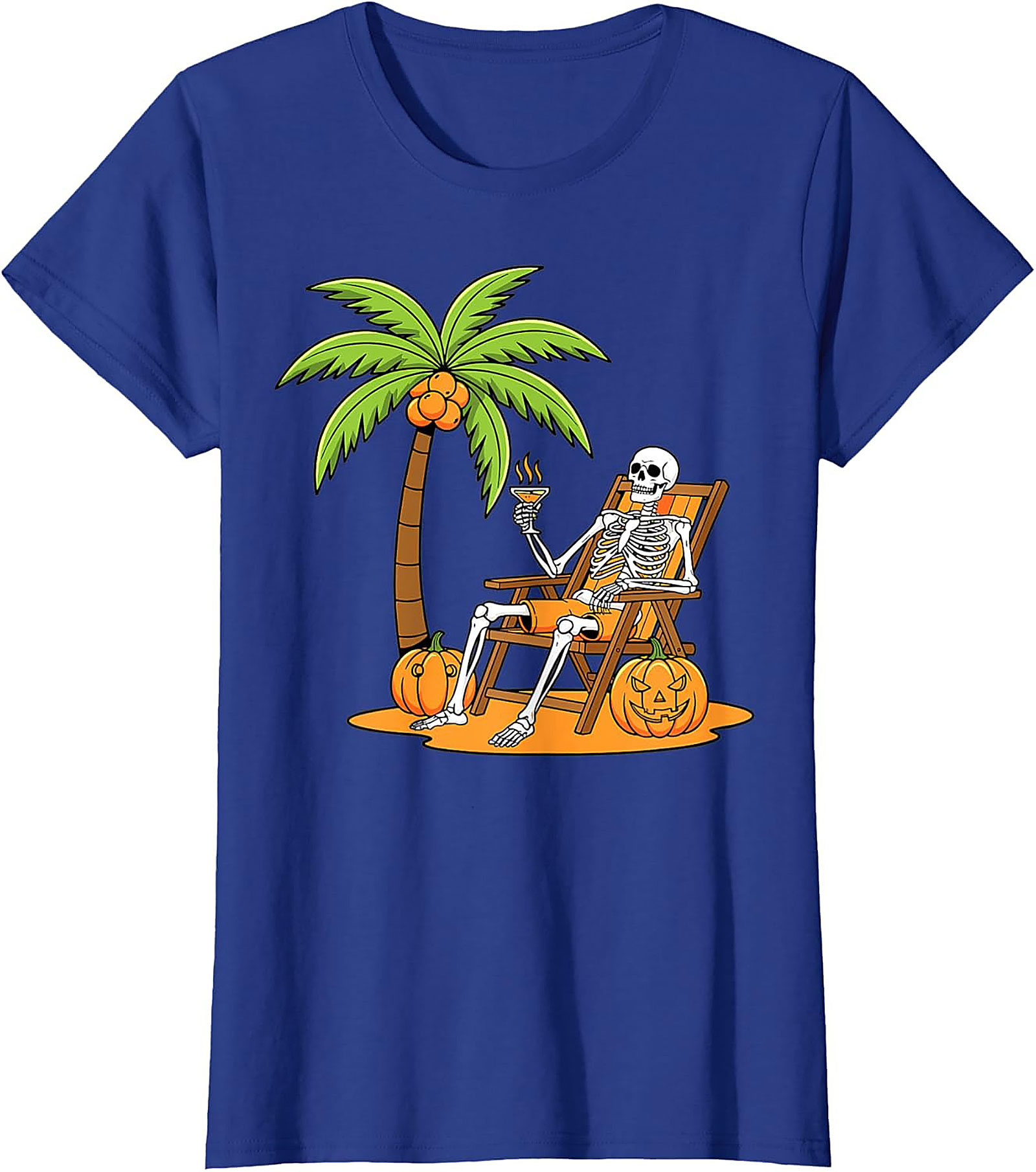 Funny Skeleton Beach Vacation Graphic Tee | Halloween Shirt
