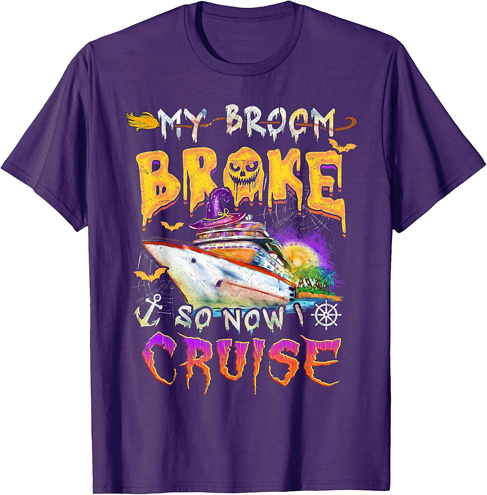 Funny Halloween Cruise T-shirt | Witch Broke Broom Tee