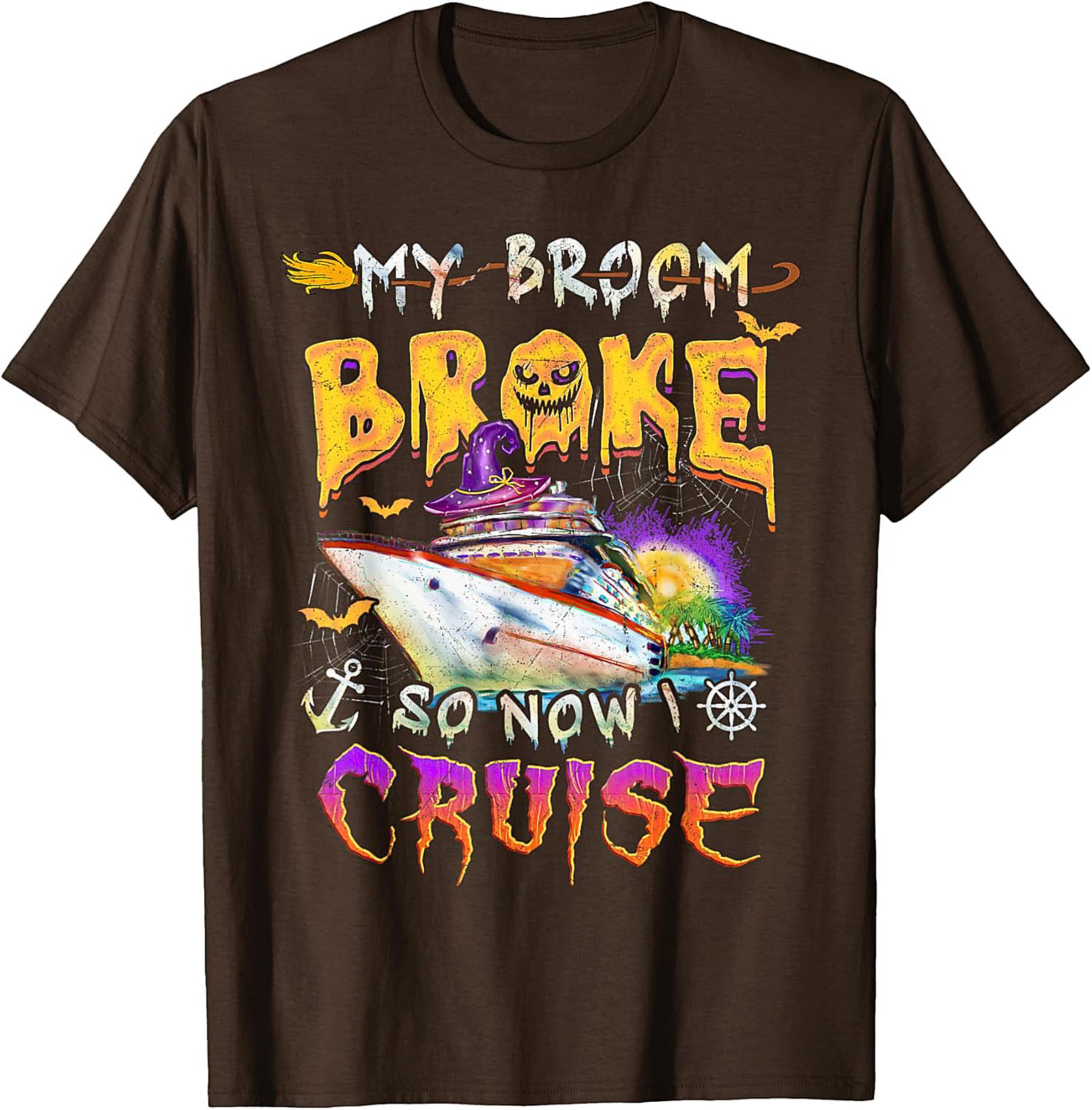 Funny Halloween Cruise T-shirt | Witch Broke Broom Tee