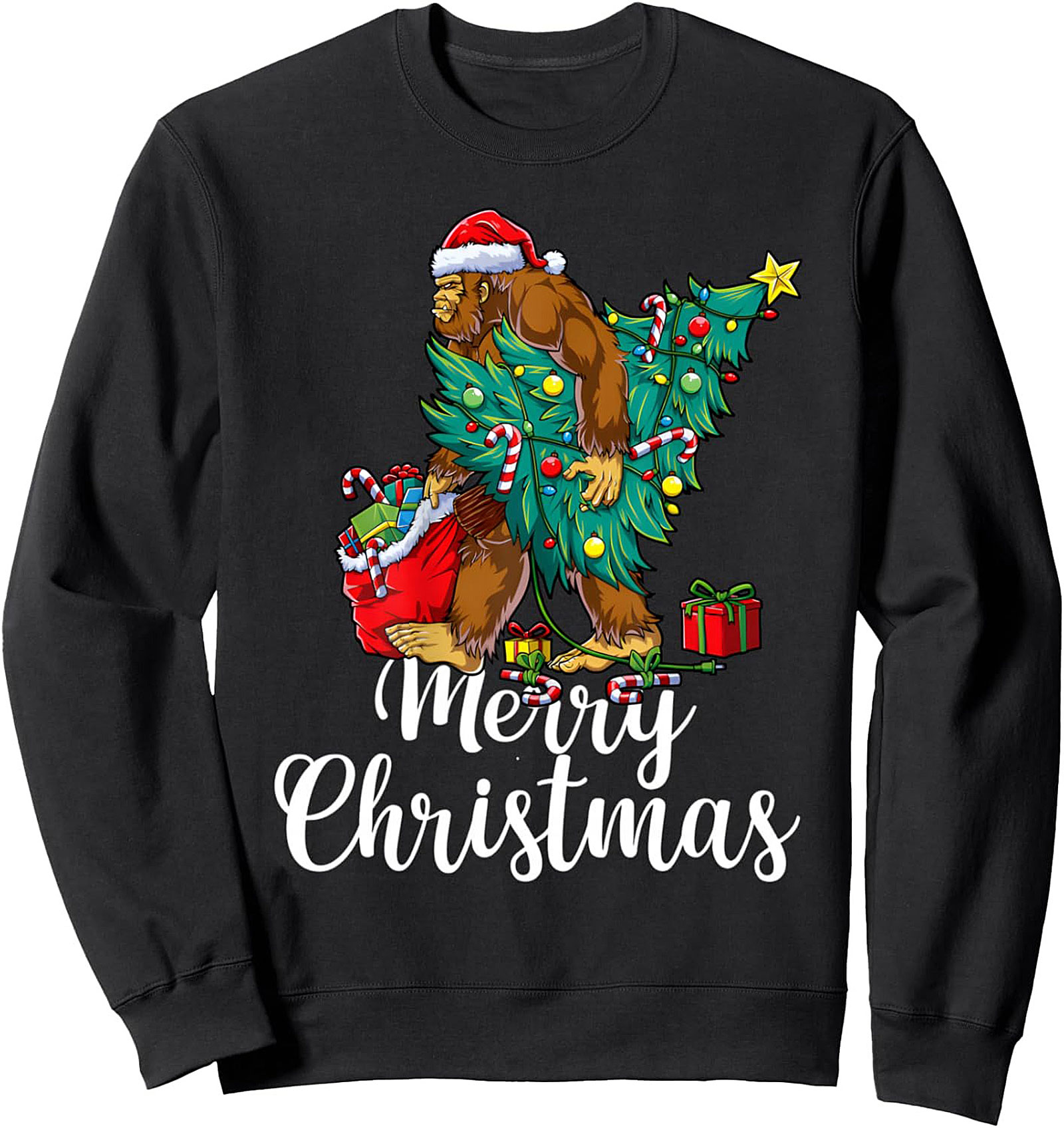 Sasquatch Christmas Crewneck Sweatshirt Funny Bigfoot Gift