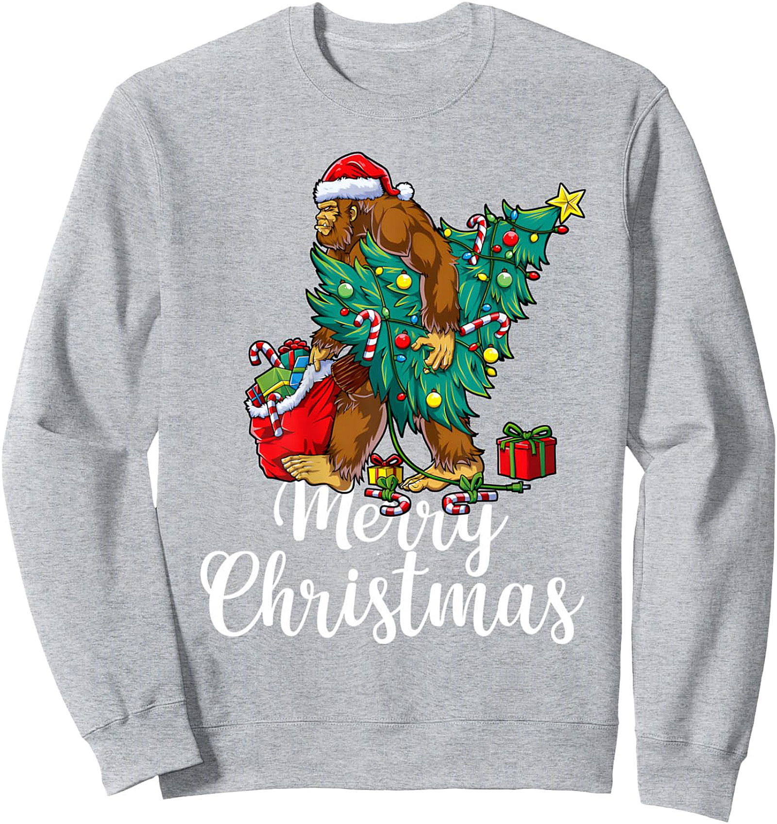 Sasquatch Christmas Crewneck Sweatshirt Funny Bigfoot Gift