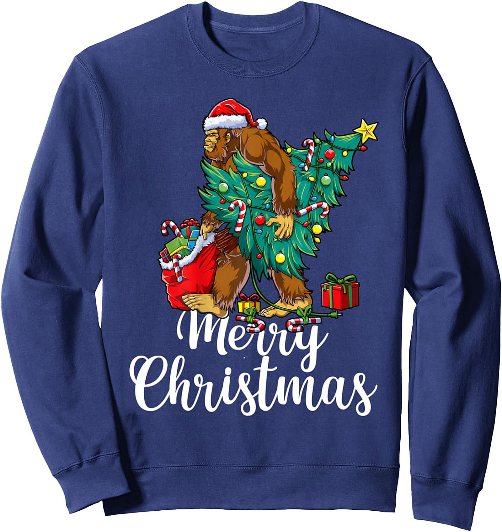 Sasquatch Christmas Crewneck Sweatshirt Funny Bigfoot Gift