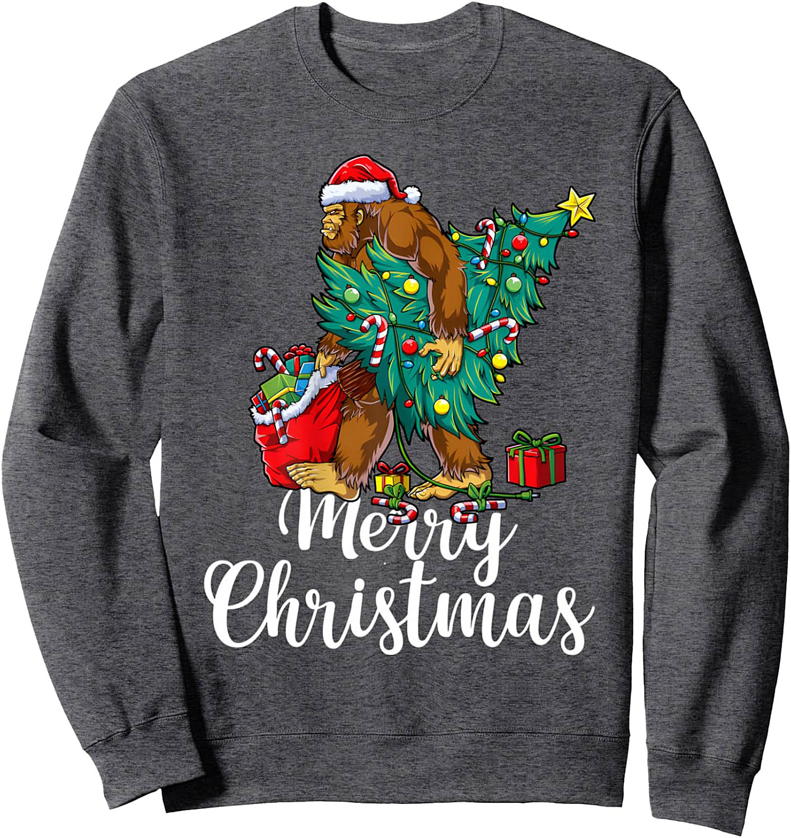 Sasquatch Christmas Crewneck Sweatshirt Funny Bigfoot Gift