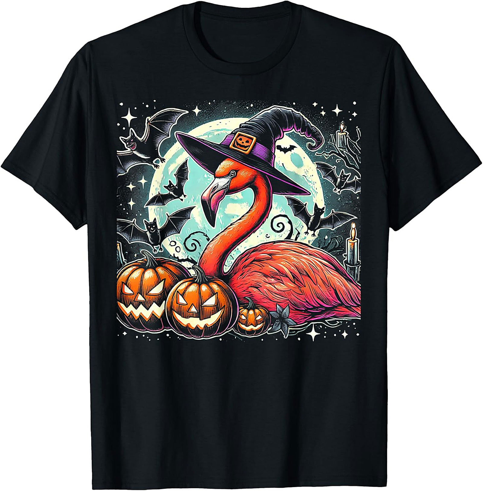 Funny Witch Flamingo Halloween T-shirt | Spooky Tee Gift