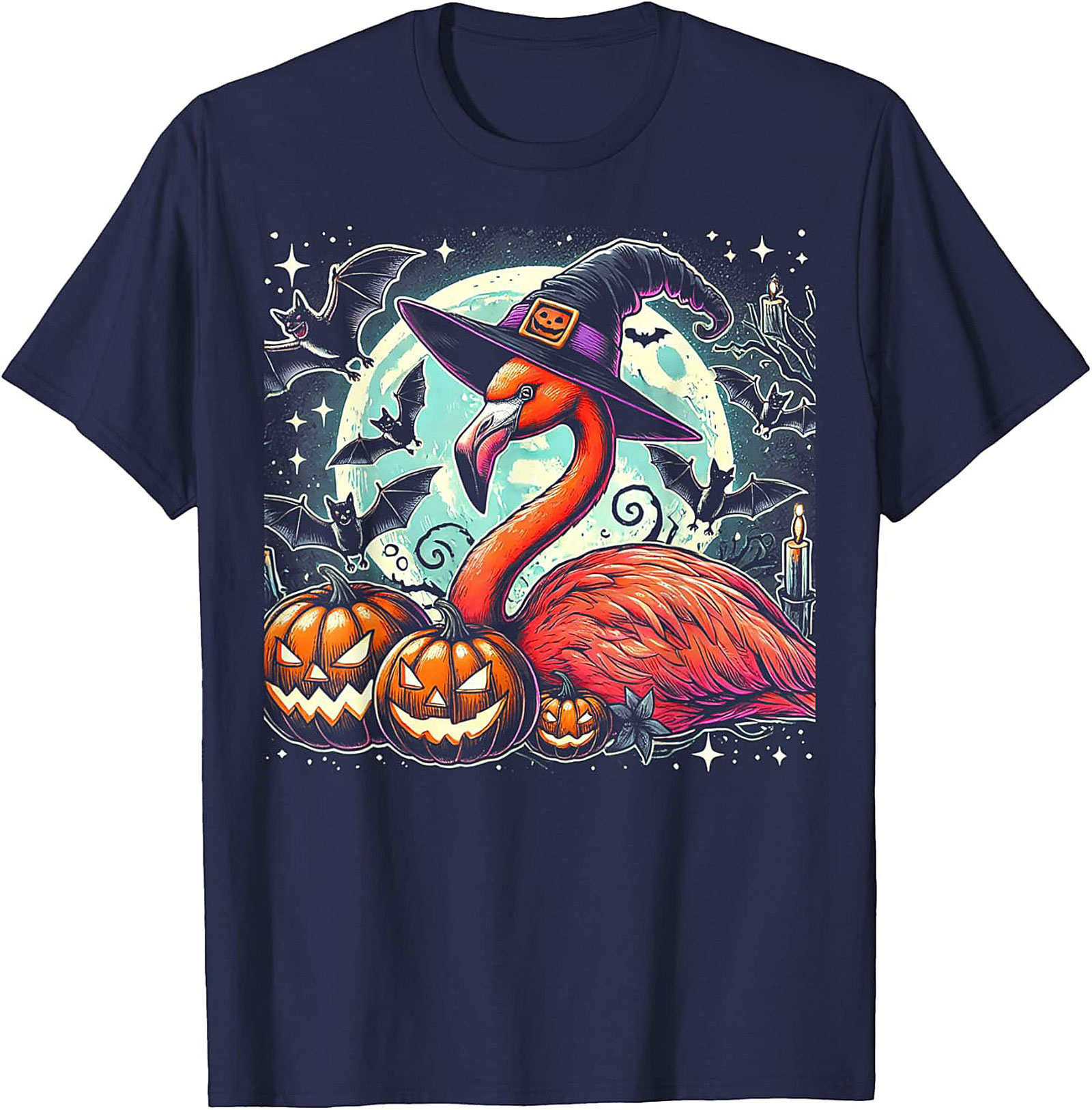 Funny Witch Flamingo Halloween T-shirt | Spooky Tee Gift
