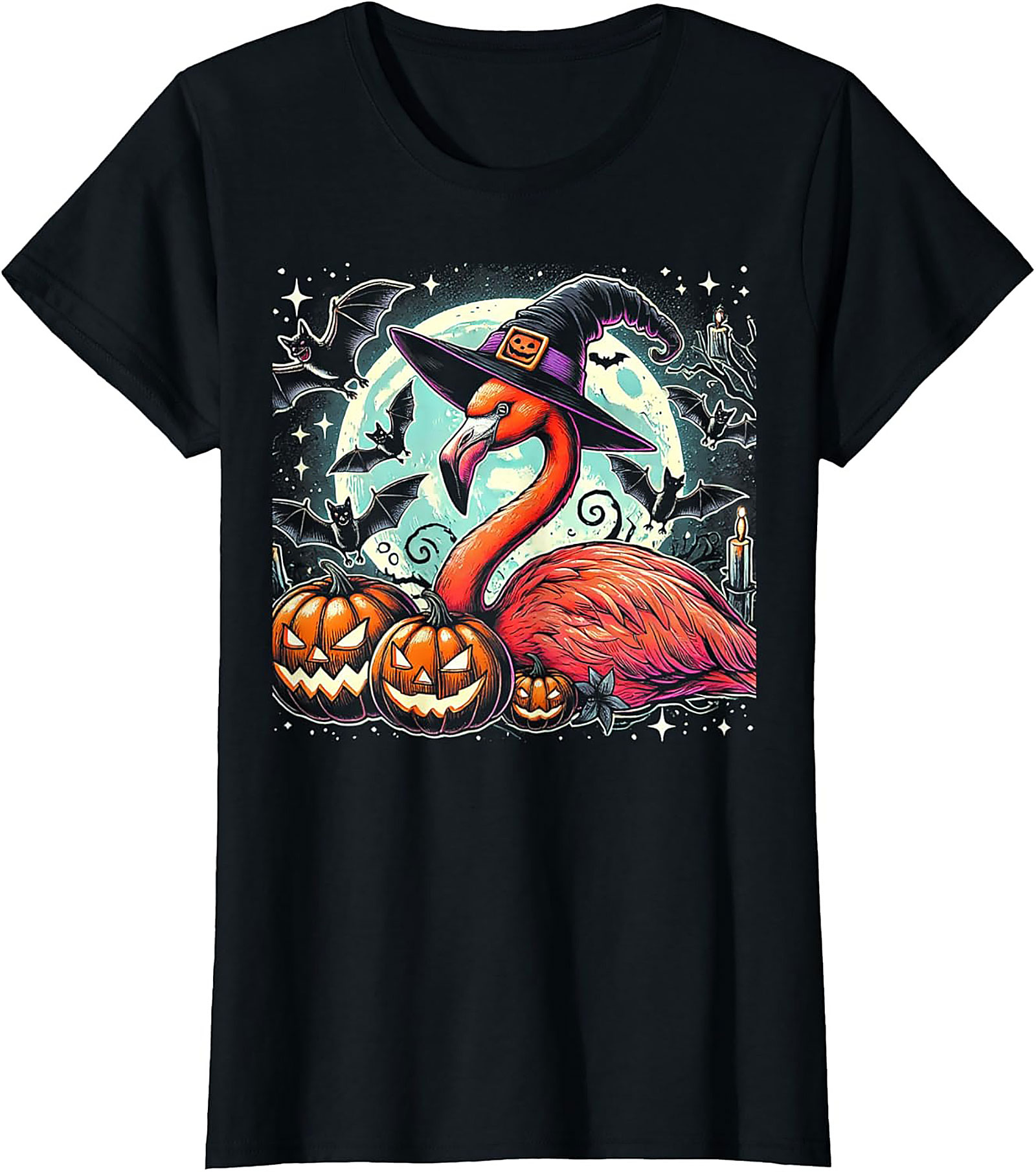 Funny Witch Flamingo Halloween T-shirt | Spooky Tee Gift