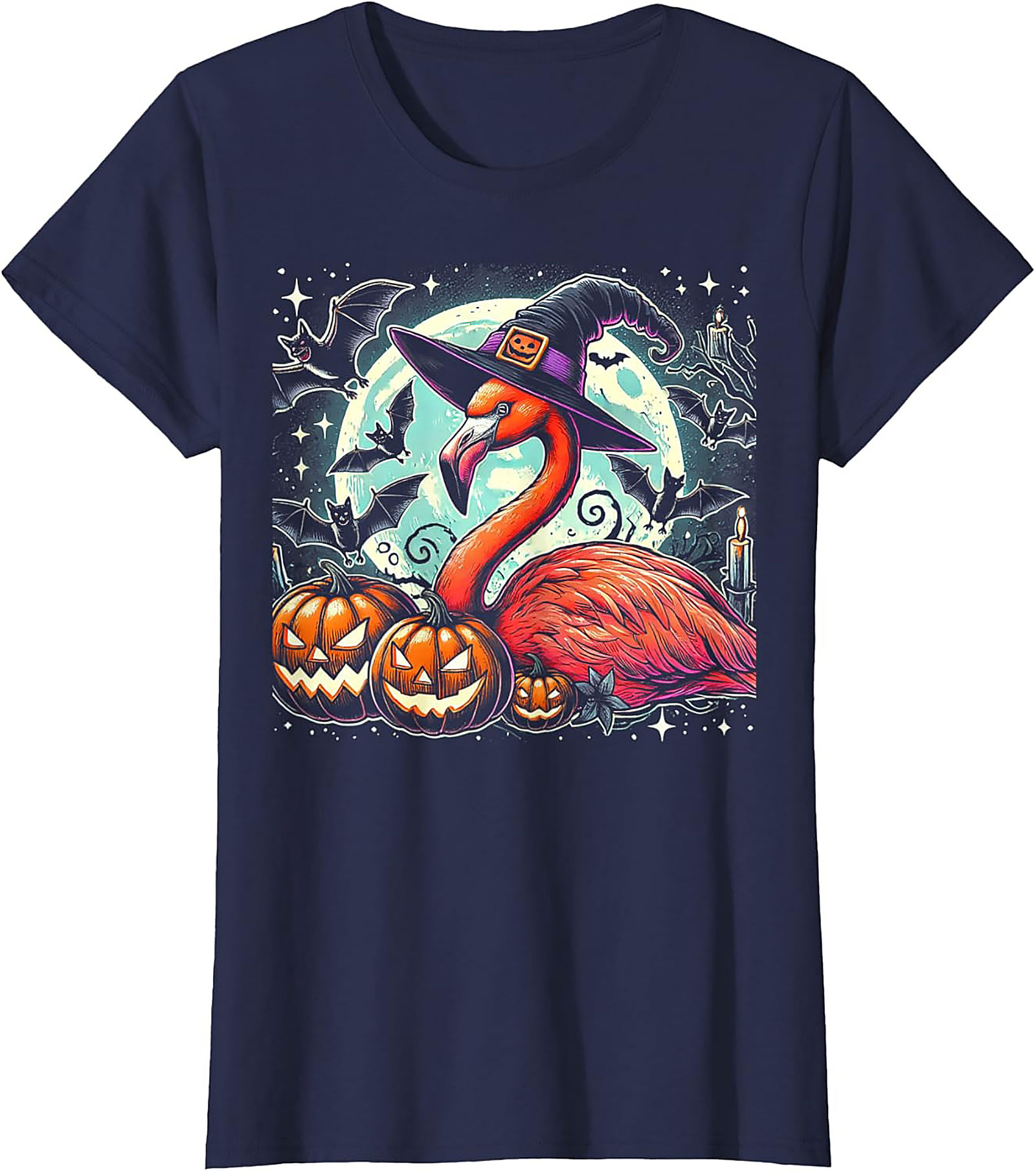 Funny Witch Flamingo Halloween T-shirt | Spooky Tee Gift