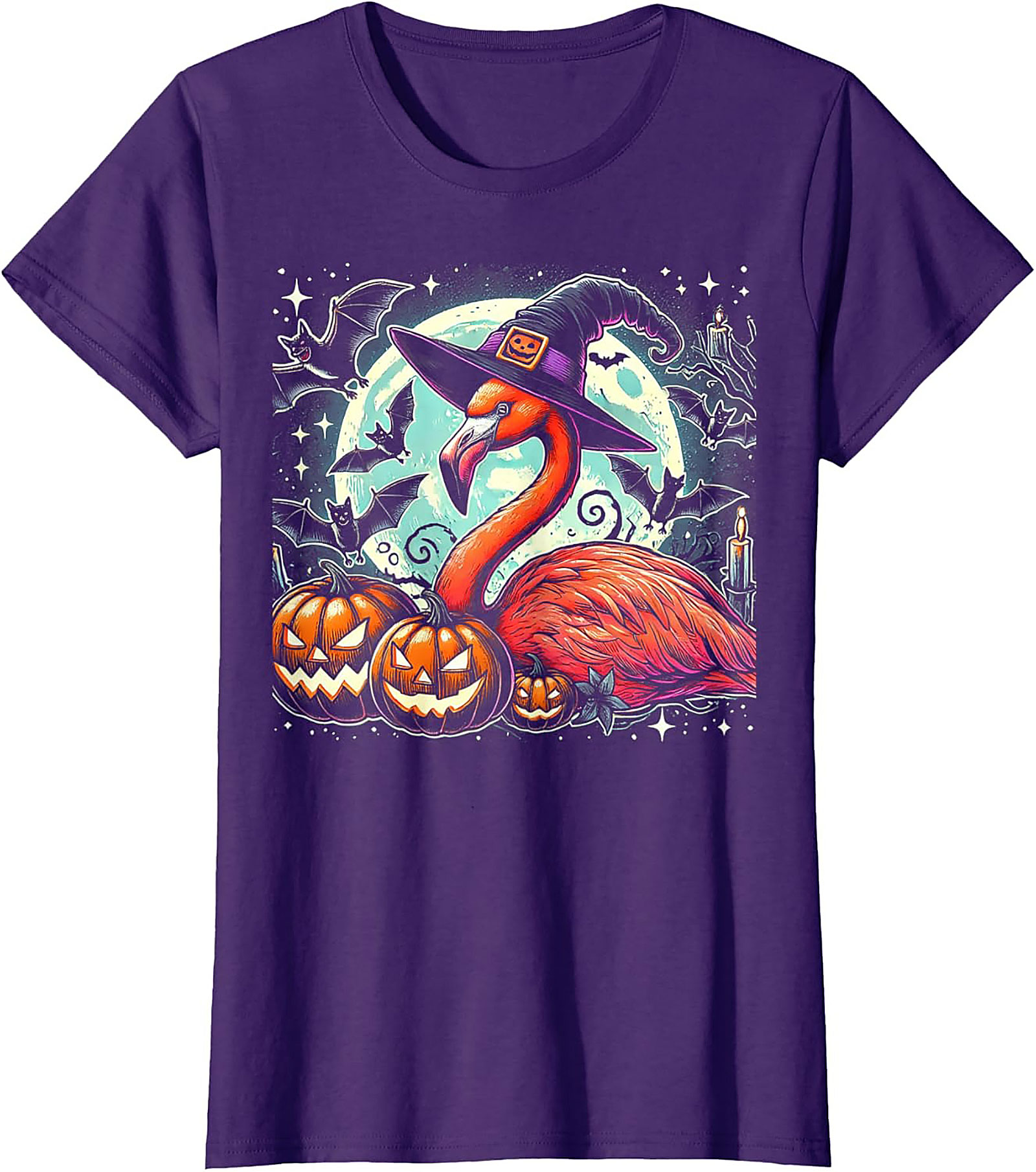 Funny Witch Flamingo Halloween T-shirt | Spooky Tee Gift