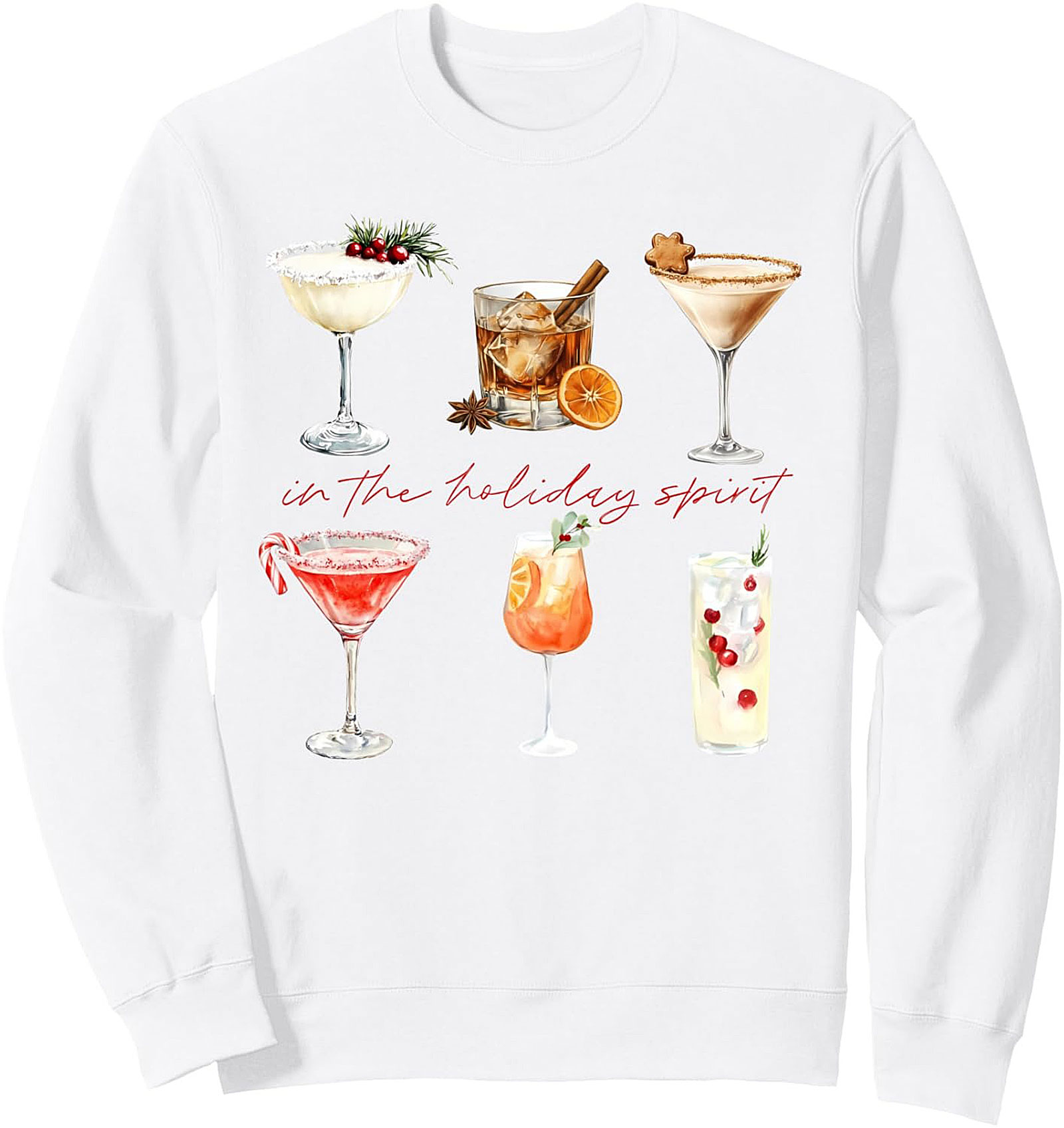 Festive Cocktail Sweatshirt Holiday Crewneck Gift