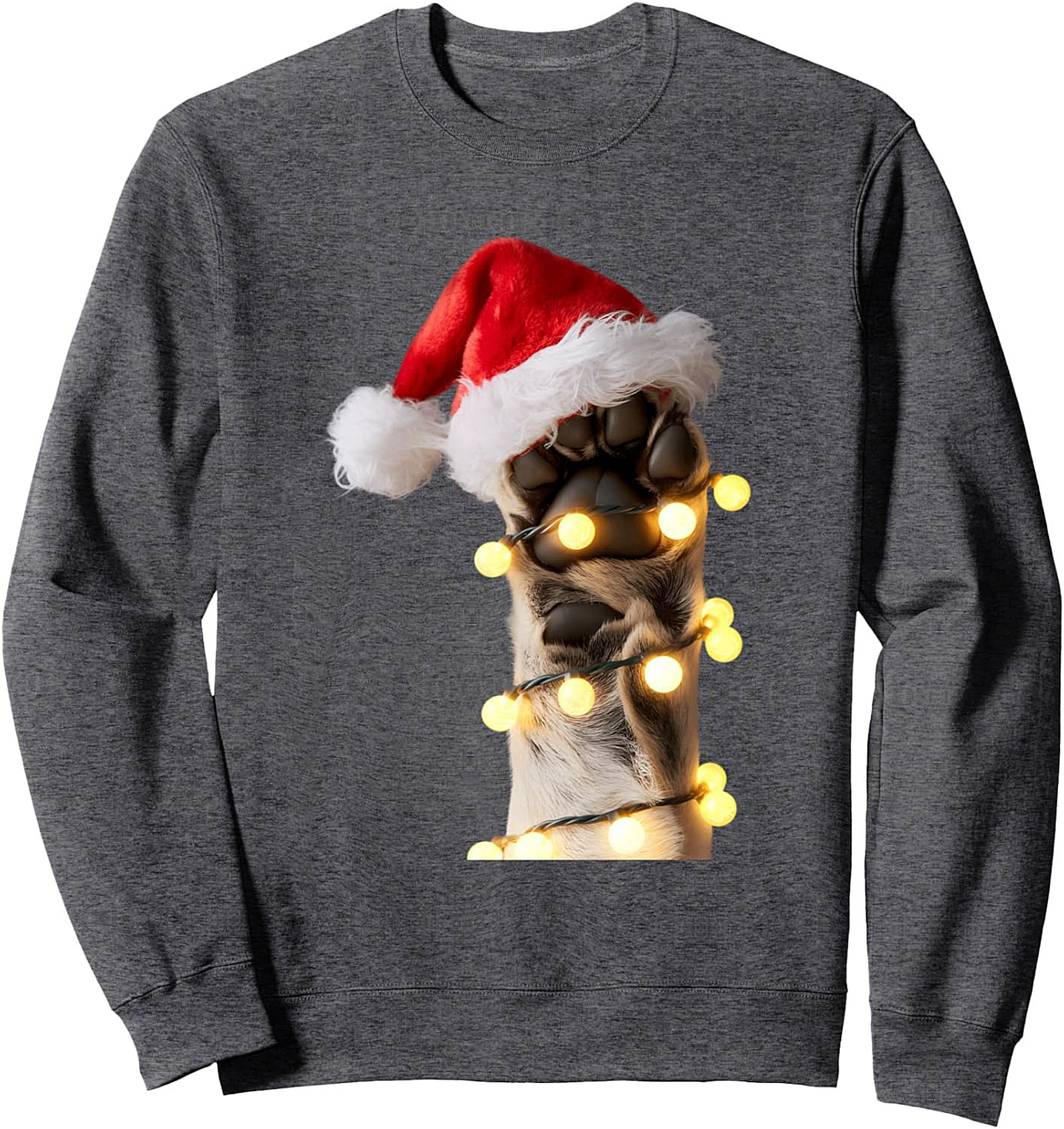 Festive Dog Paw Crewneck Christmas Sweatshirt Gift
