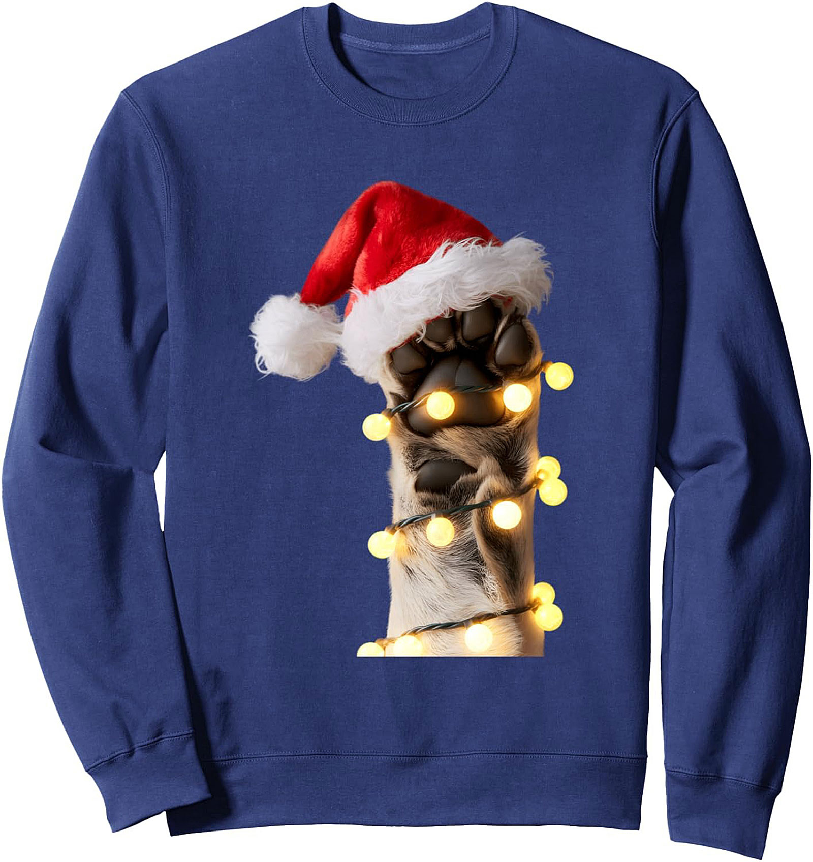 Festive Dog Paw Crewneck Christmas Sweatshirt Gift