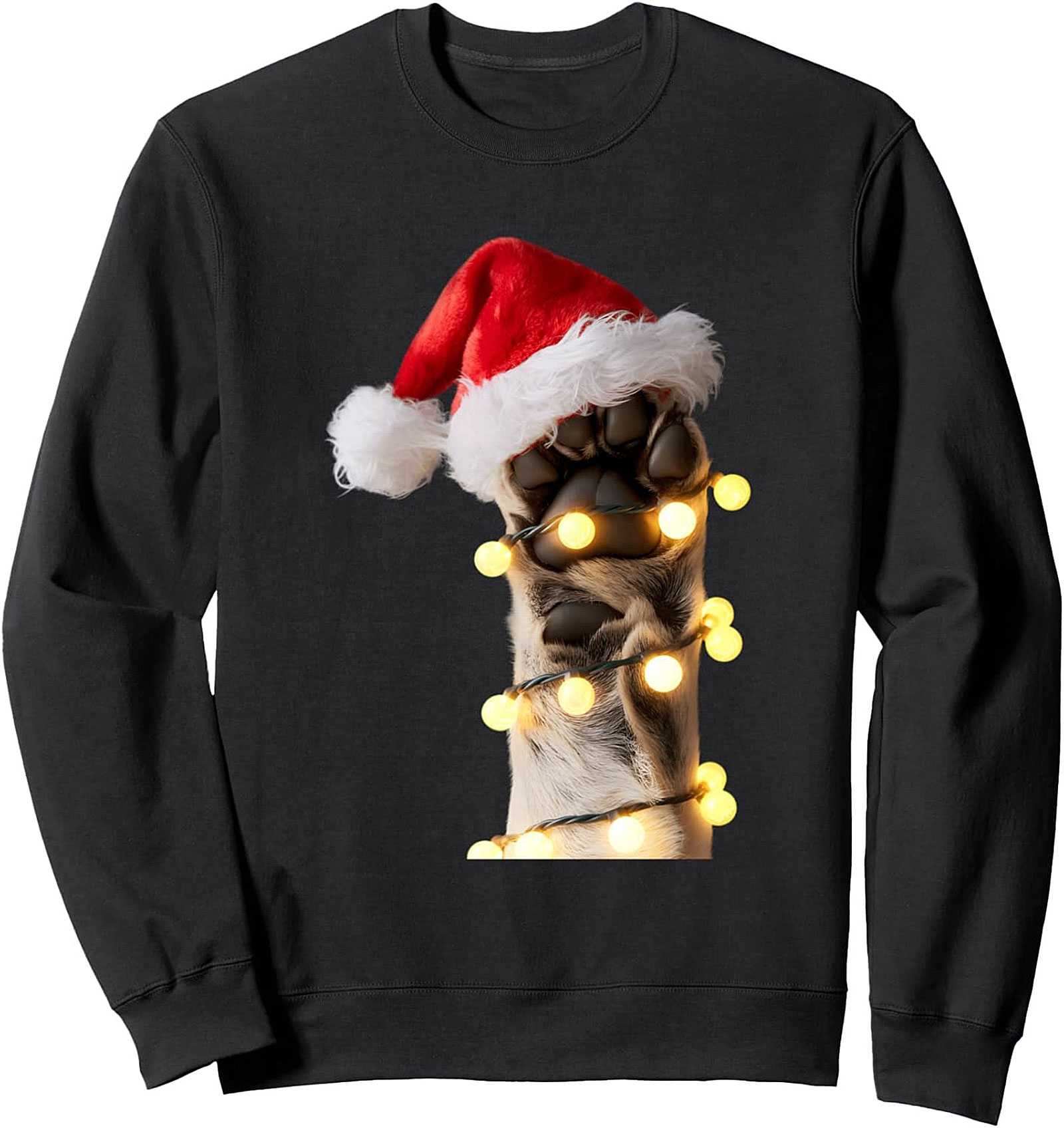 Festive Dog Paw Crewneck Christmas Sweatshirt Gift