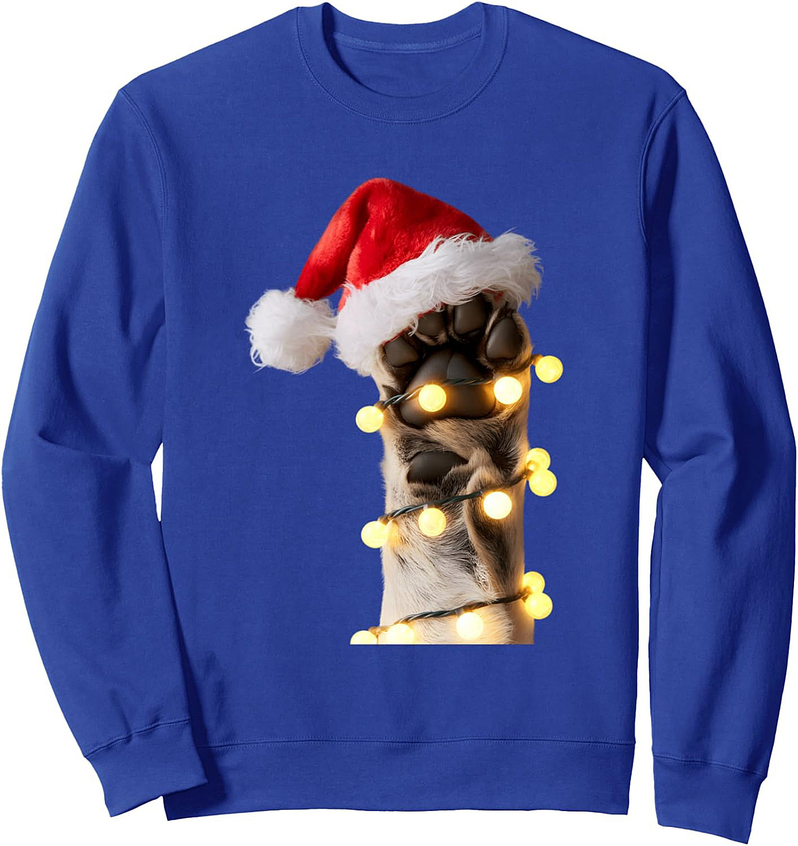Festive Dog Paw Crewneck Christmas Sweatshirt Gift