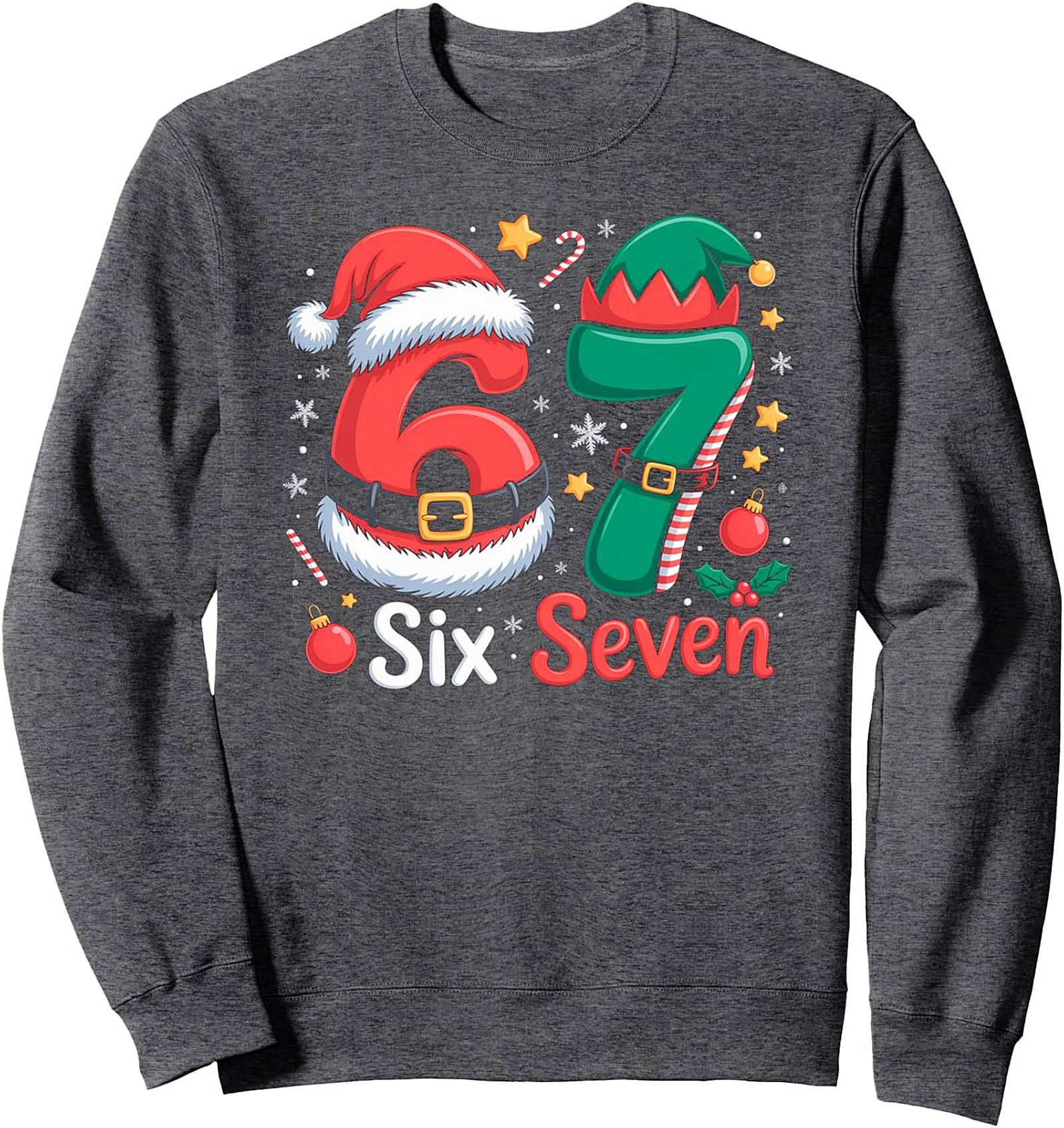 67th Birthday Christmas Sweatshirt Santa Six Elf Seven