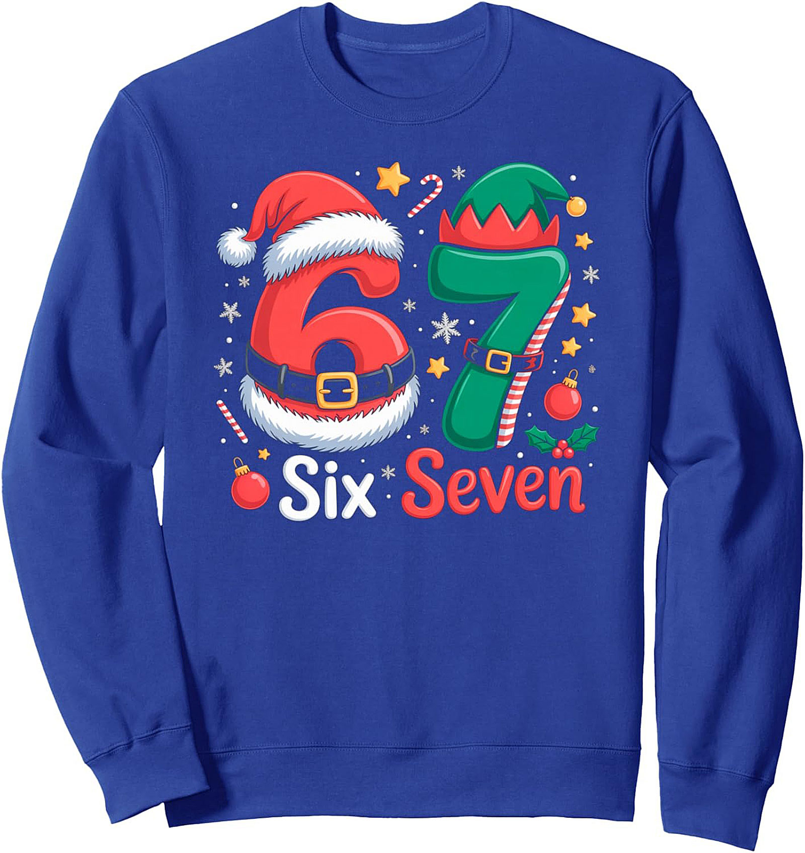 67th Birthday Christmas Sweatshirt Santa Six Elf Seven