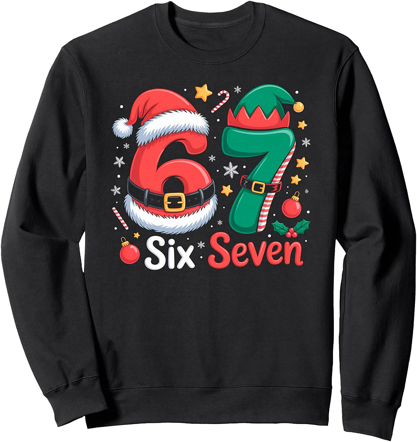 67th Birthday Christmas Sweatshirt Santa Six Elf Seven