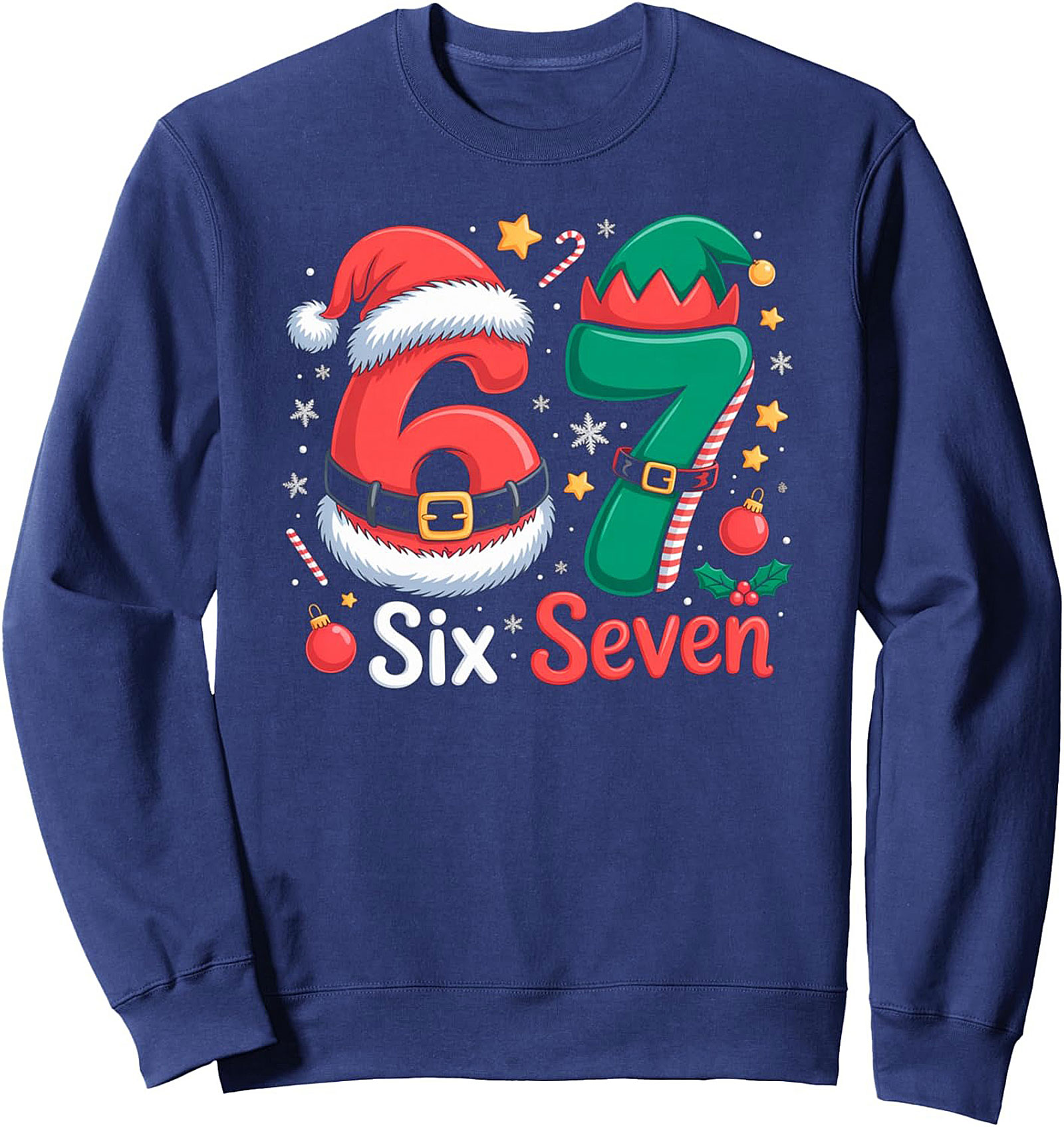 67th Birthday Christmas Sweatshirt Santa Six Elf Seven