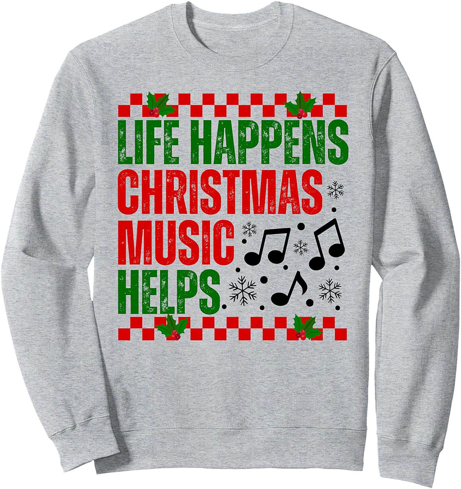 Christmas Music Graphic Sweatshirt Holiday Pullover