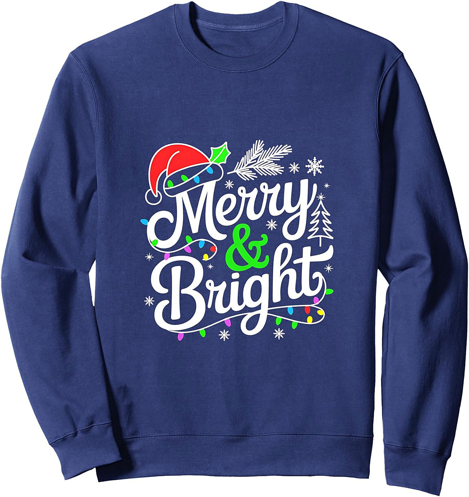 Merry & Bright Christmas Crewneck Sweatshirt Holiday Gift