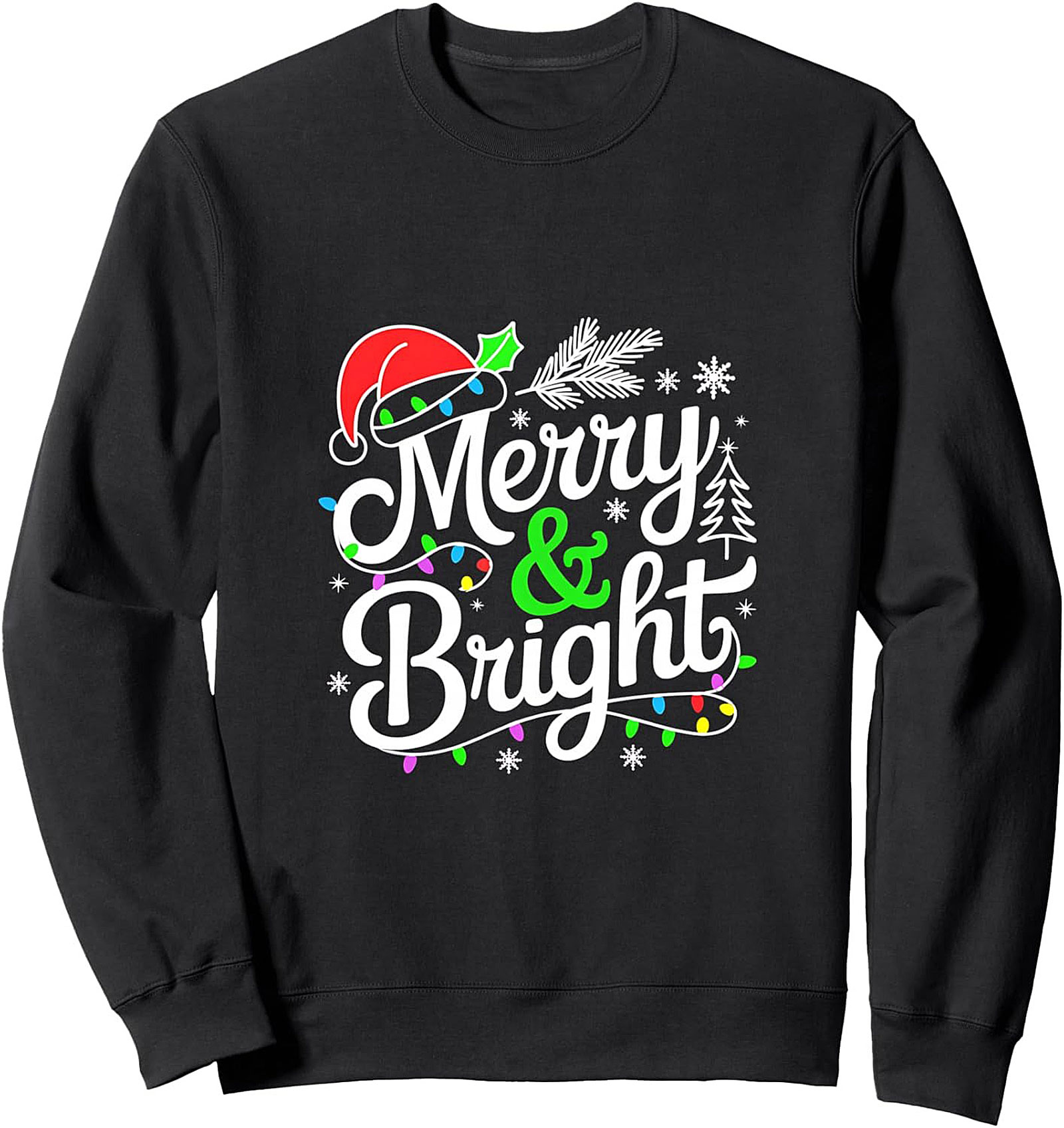 Merry & Bright Christmas Crewneck Sweatshirt Holiday Gift