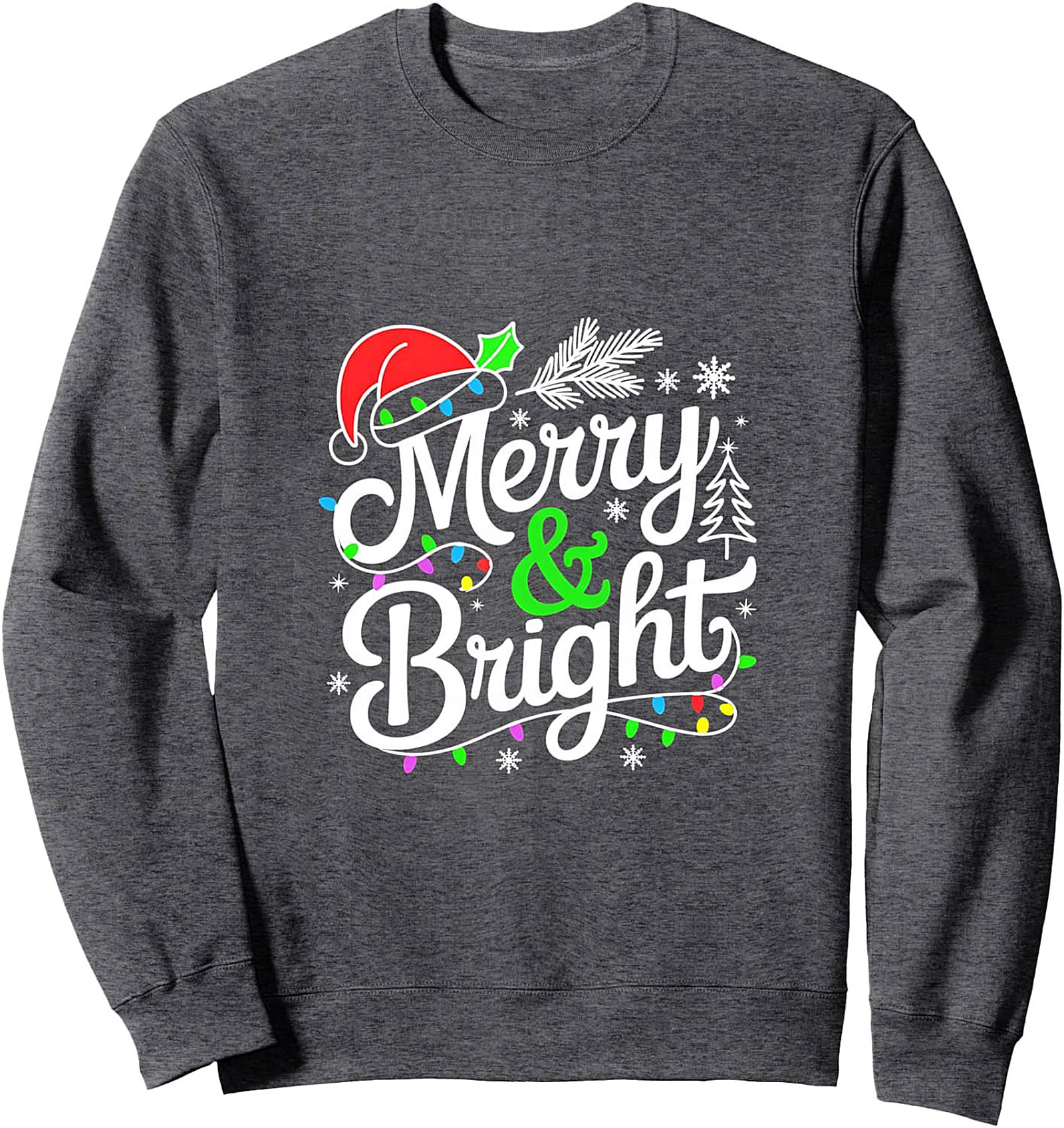 Merry & Bright Christmas Crewneck Sweatshirt Holiday Gift