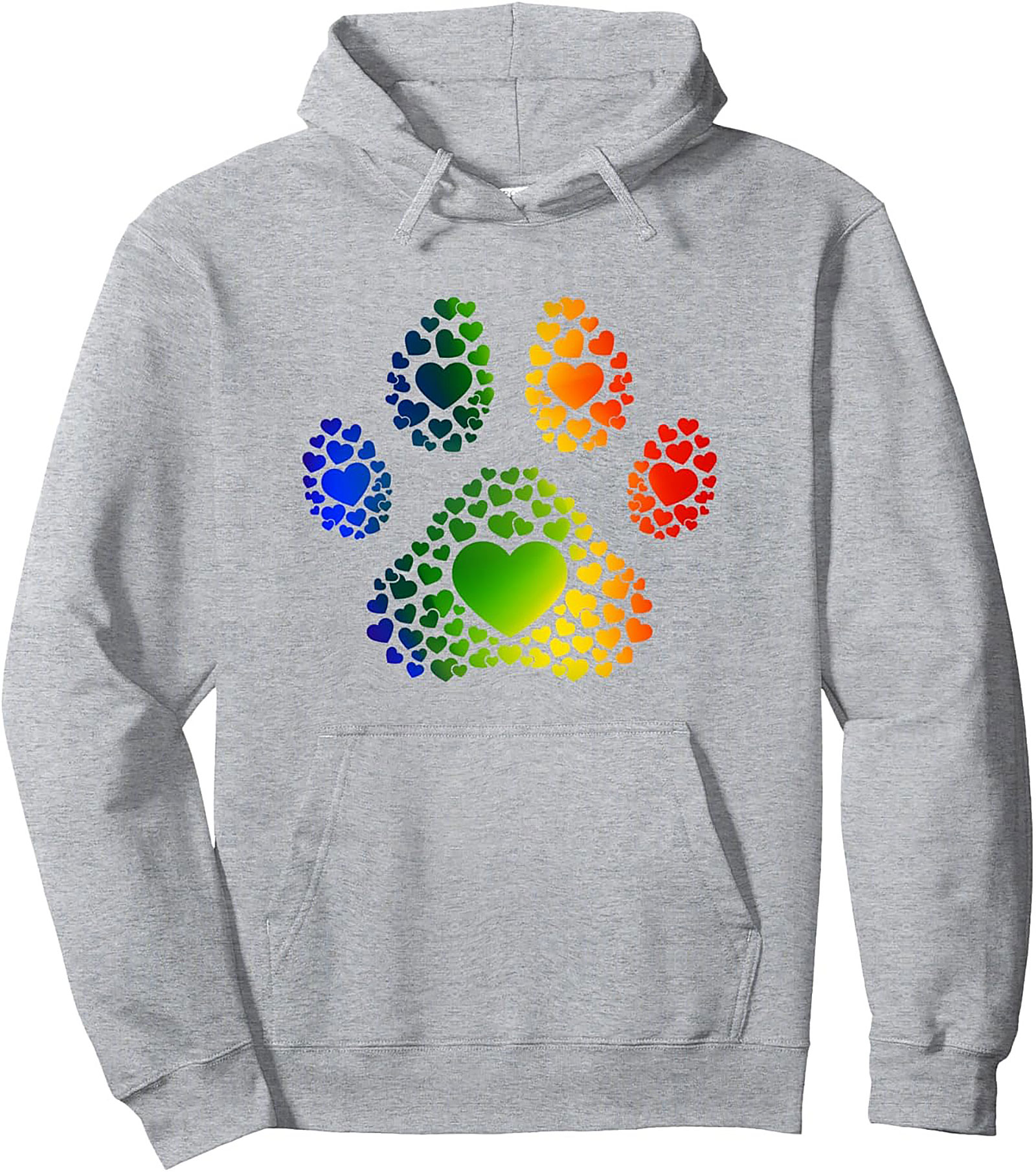 Rainbow Paw Print Graphic Hoodie: Show Your Heart for Animals