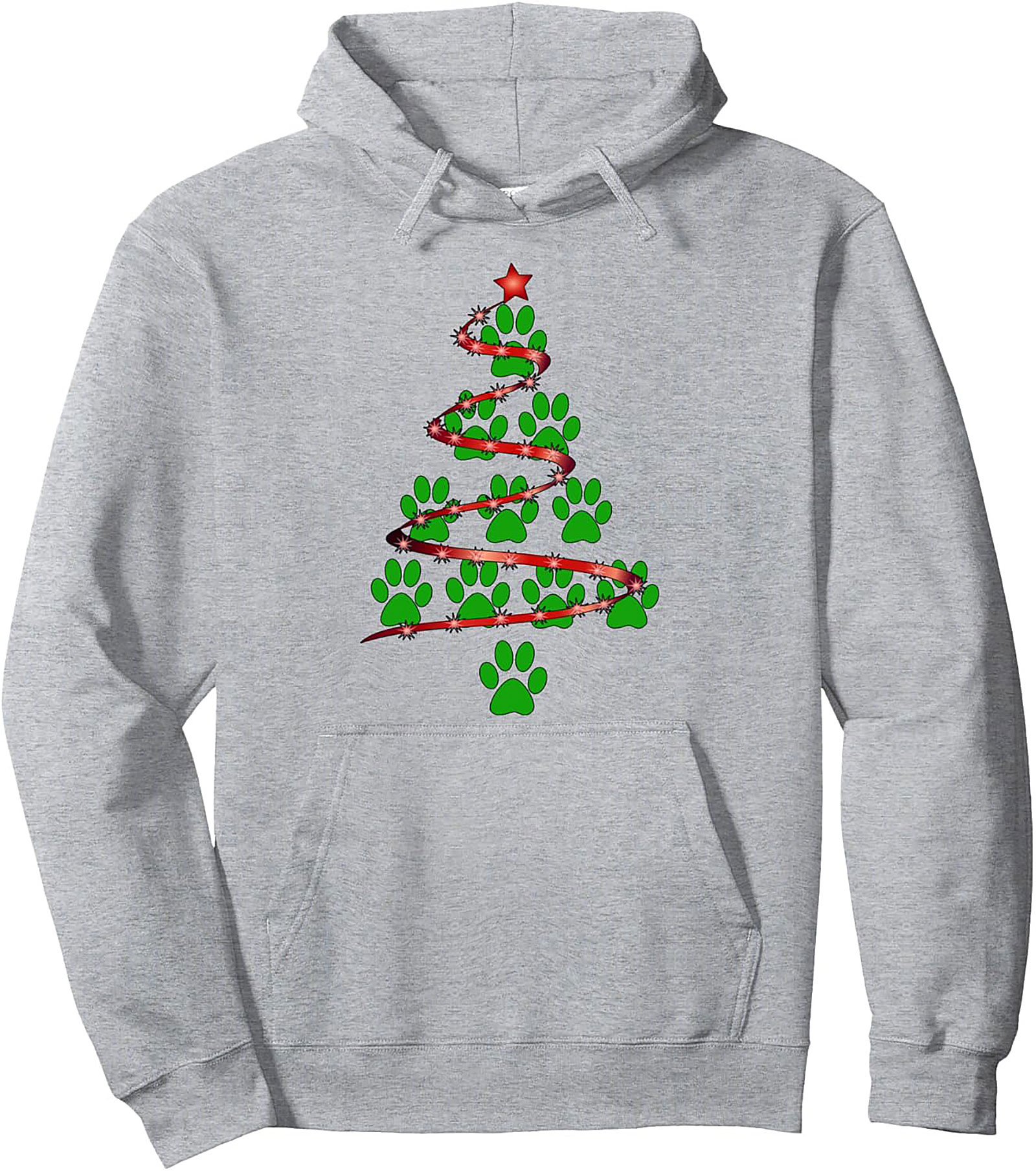 Dog Paw Christmas Tree Graphic Hoodie - Festive Holiday Pullover