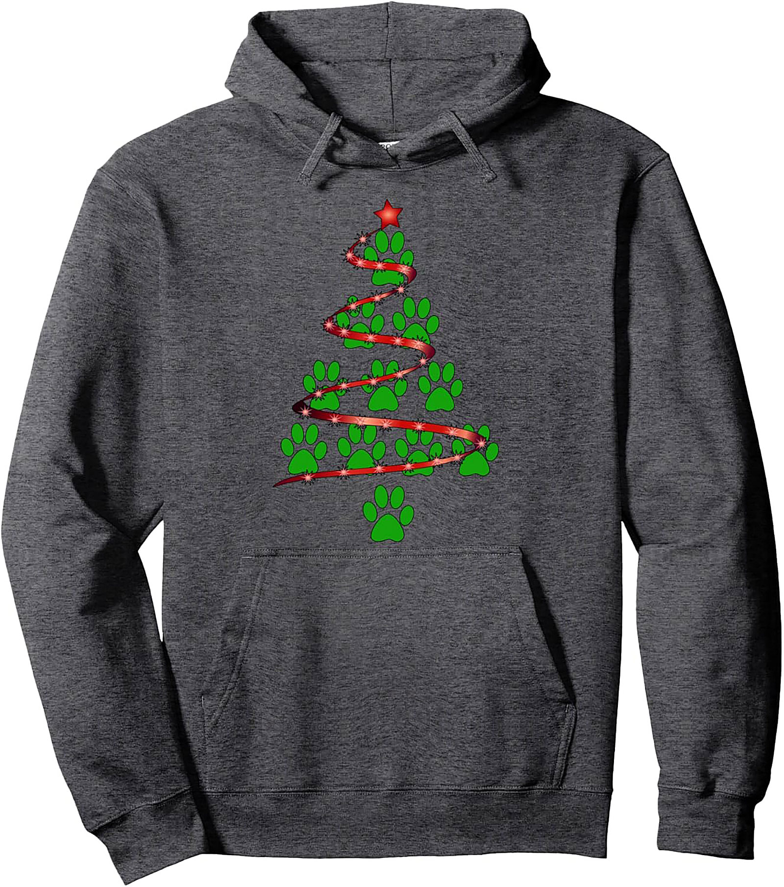 Dog Paw Christmas Tree Graphic Hoodie - Festive Holiday Pullover