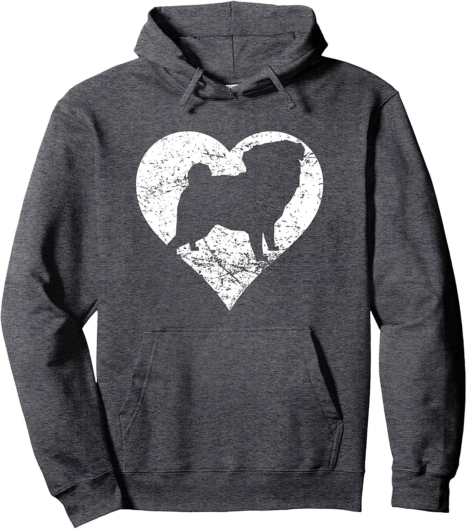 Vintage Pug Dog Silhouette Heart Graphic Hoodie | Cozy Pullover