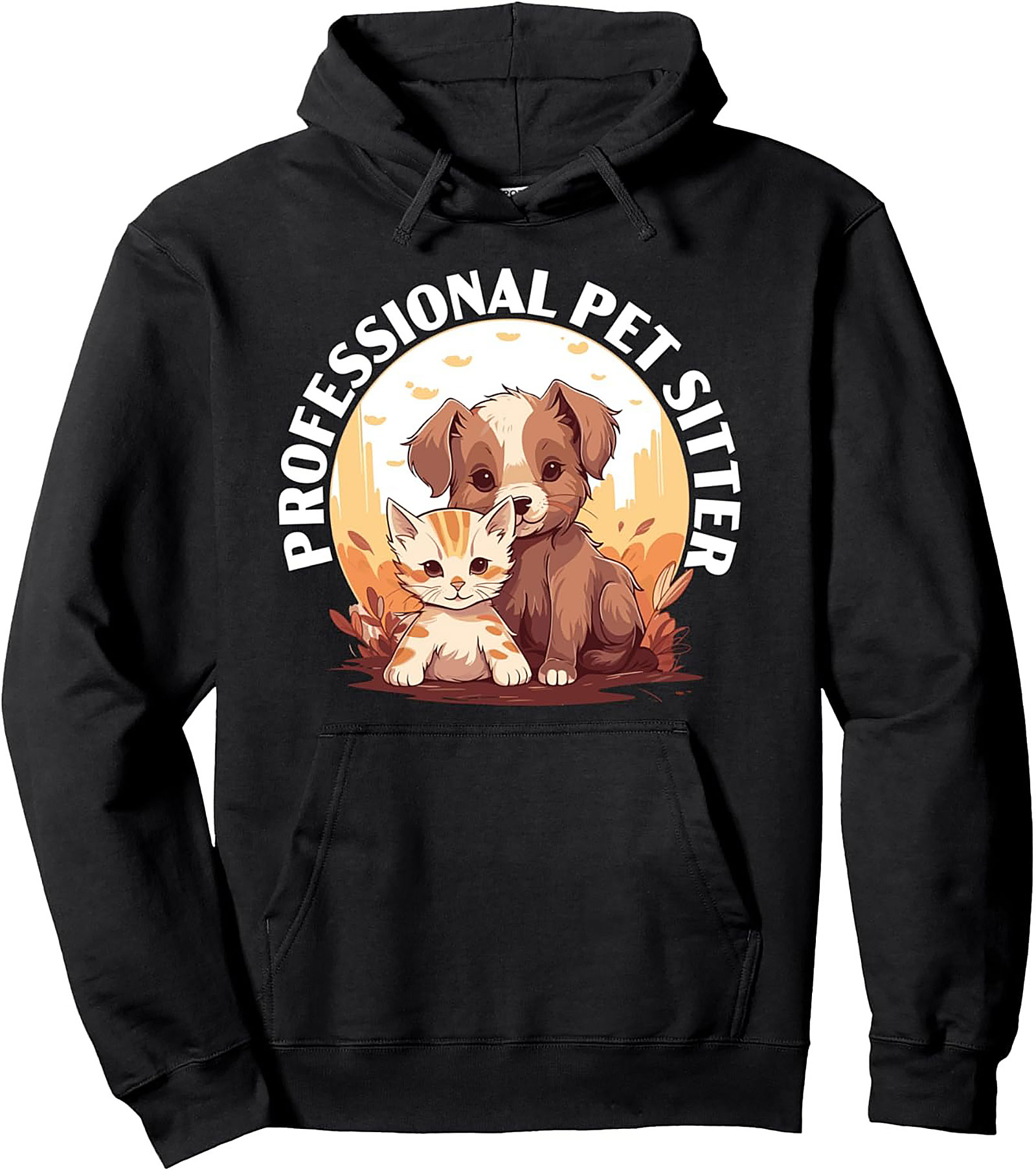 Professional Pet Sitter Graphic Hoodie – Cute Dog & Cat Pullover