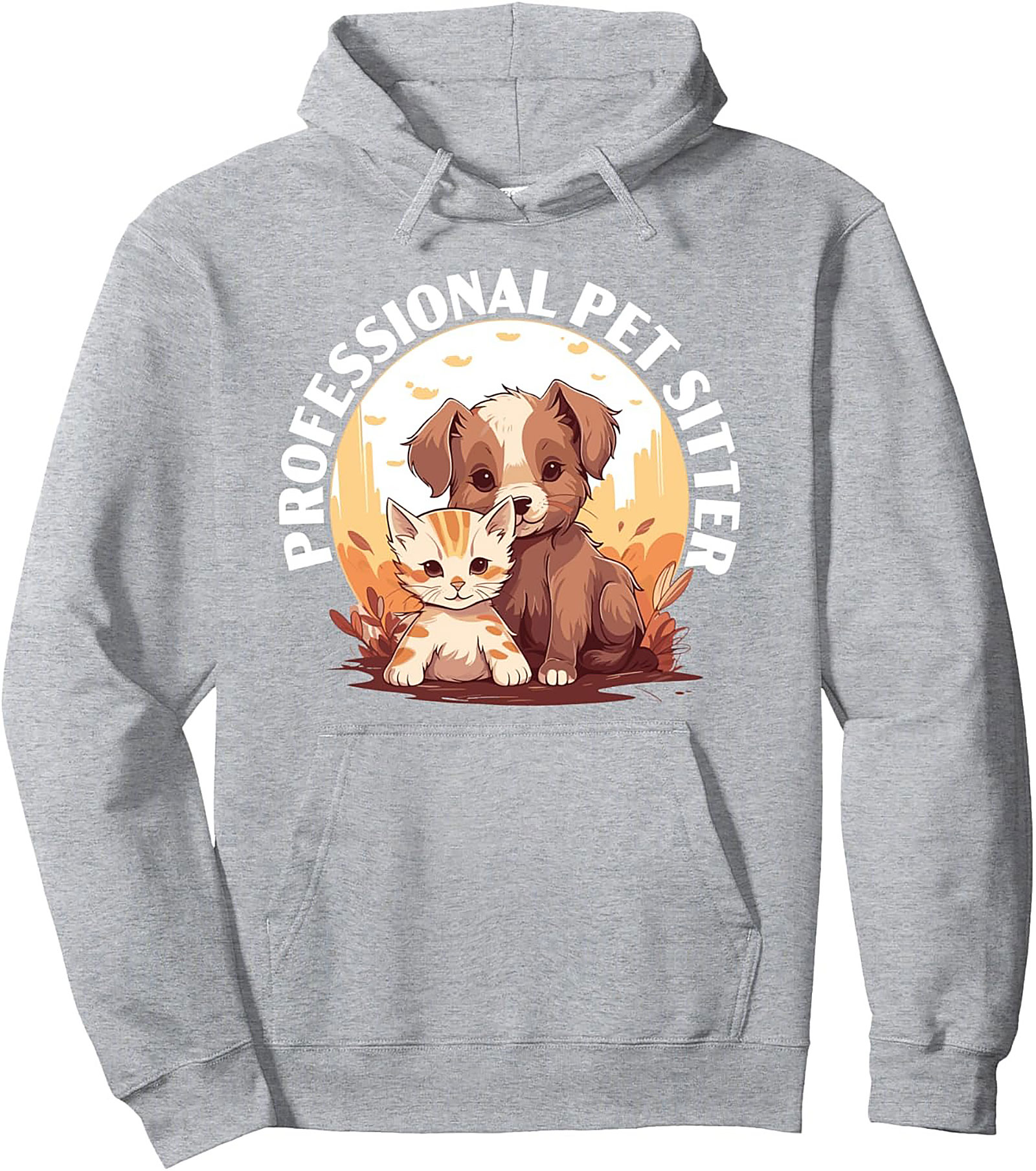 Professional Pet Sitter Graphic Hoodie – Cute Dog & Cat Pullover