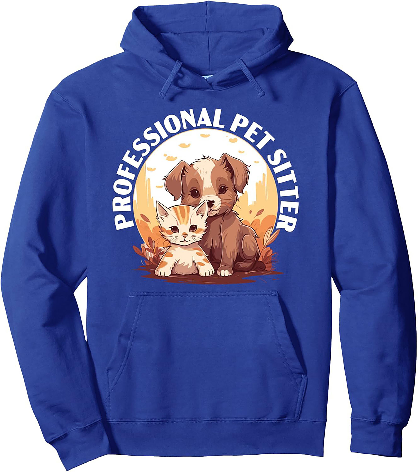 Professional Pet Sitter Graphic Hoodie – Cute Dog & Cat Pullover