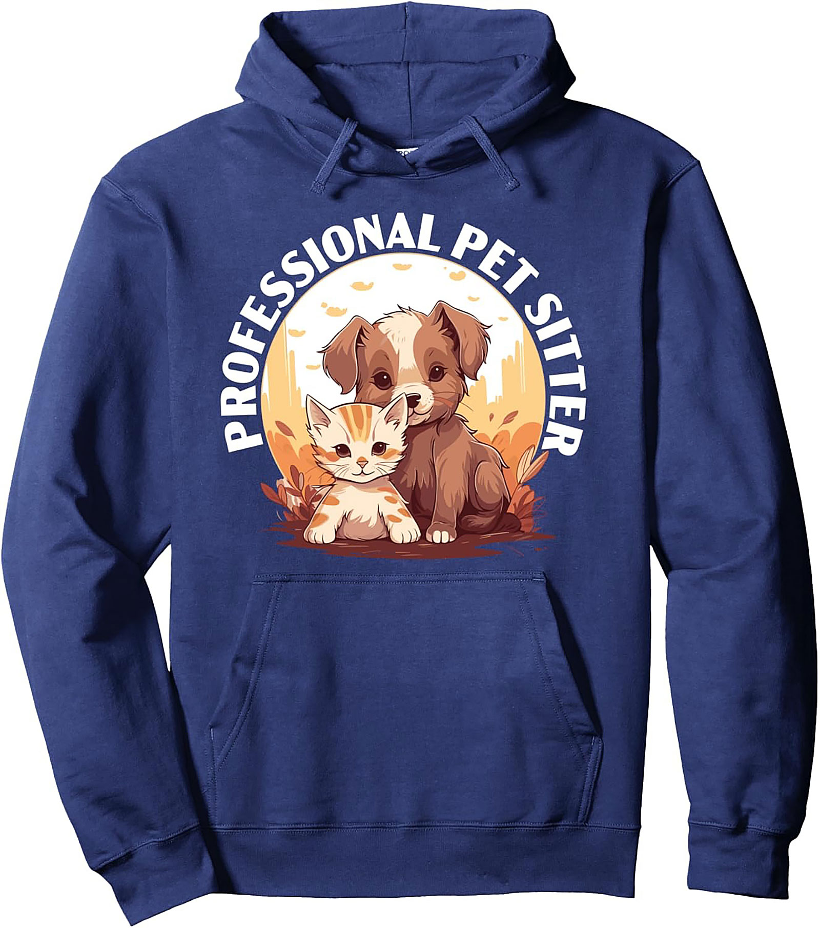 Professional Pet Sitter Graphic Hoodie – Cute Dog & Cat Pullover