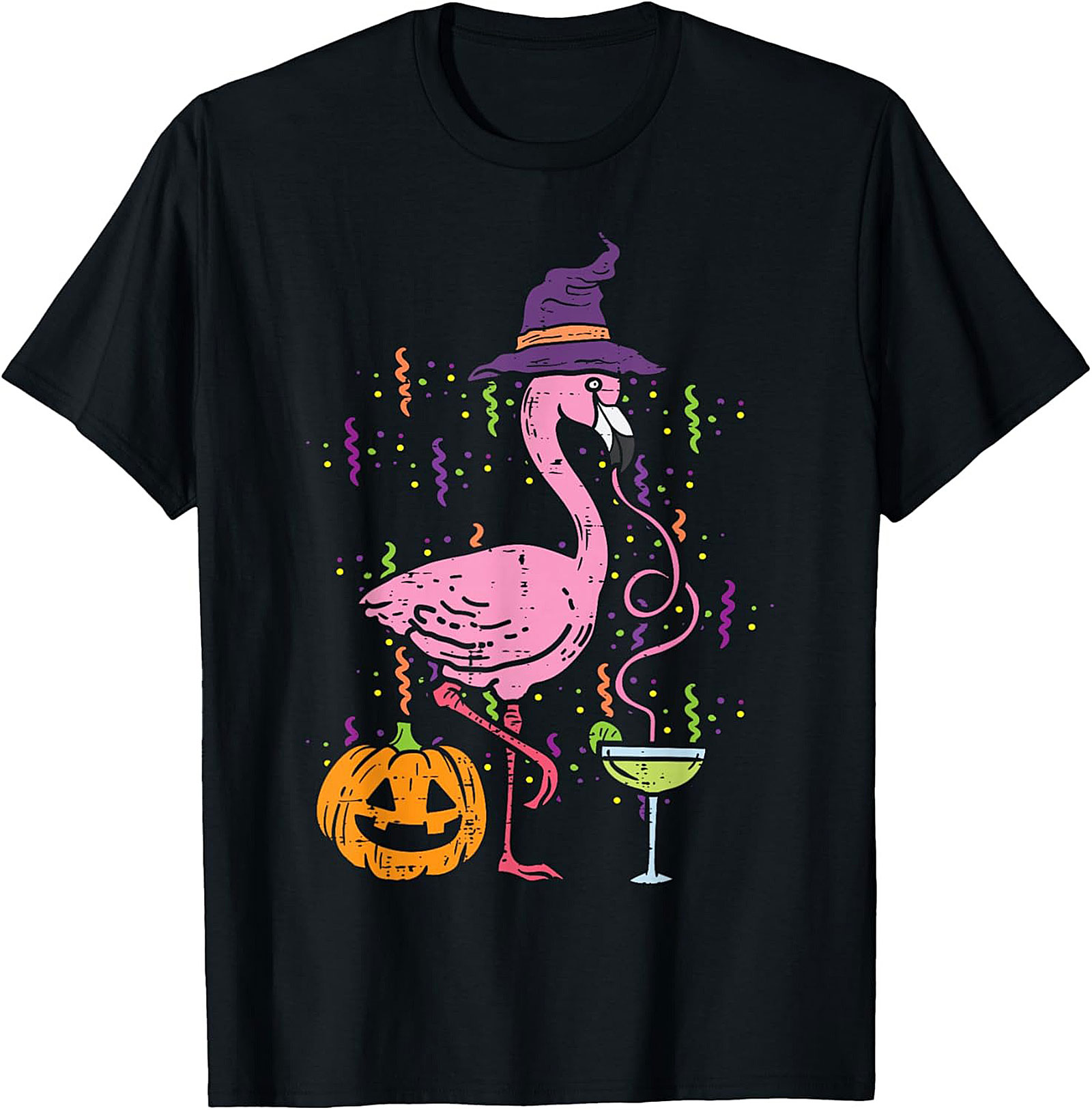 Funny Halloween Flamingo T-Shirt | Witch Margarita Tee