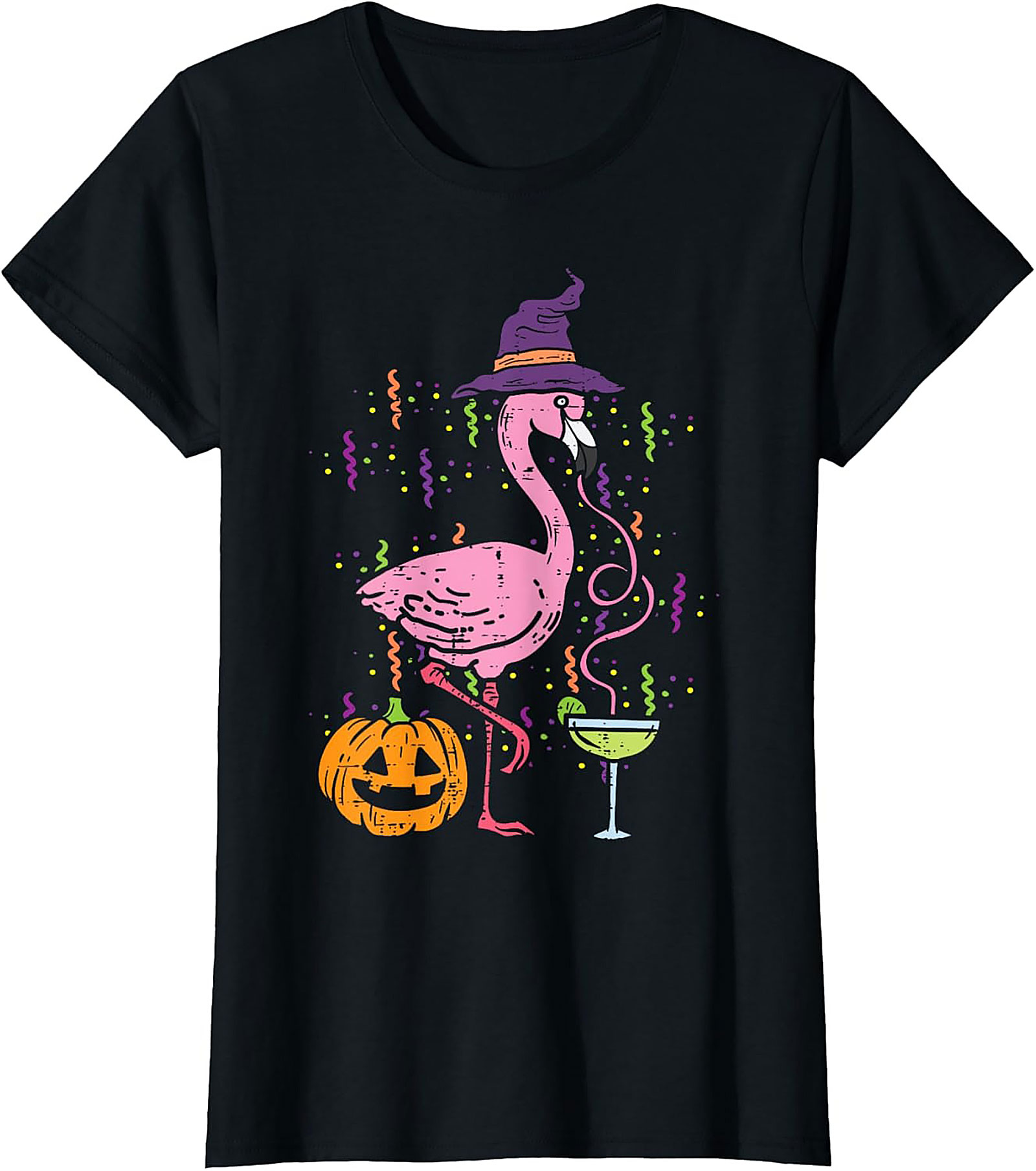 Funny Halloween Flamingo T-Shirt | Witch Margarita Tee