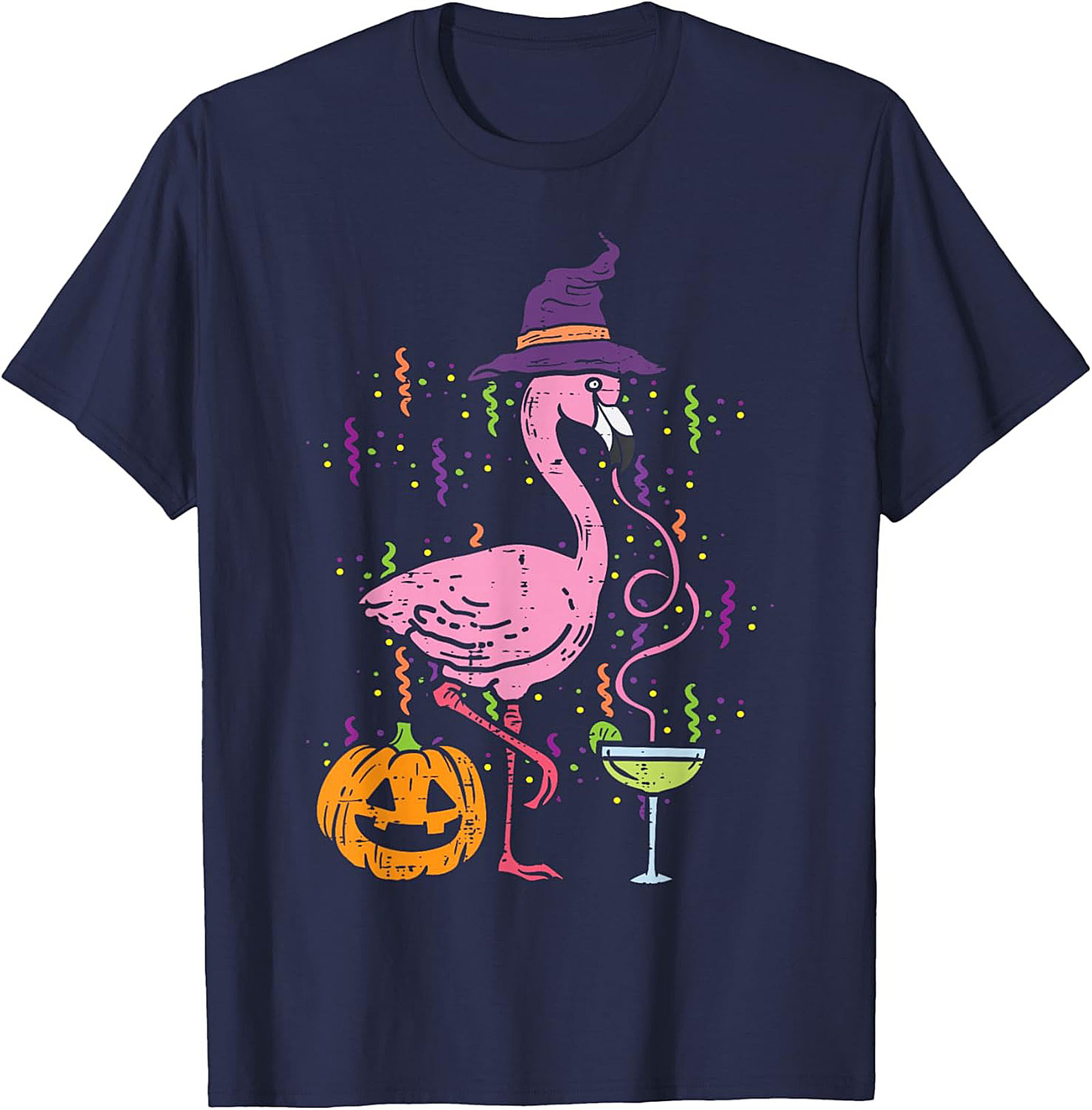 Funny Halloween Flamingo T-Shirt | Witch Margarita Tee