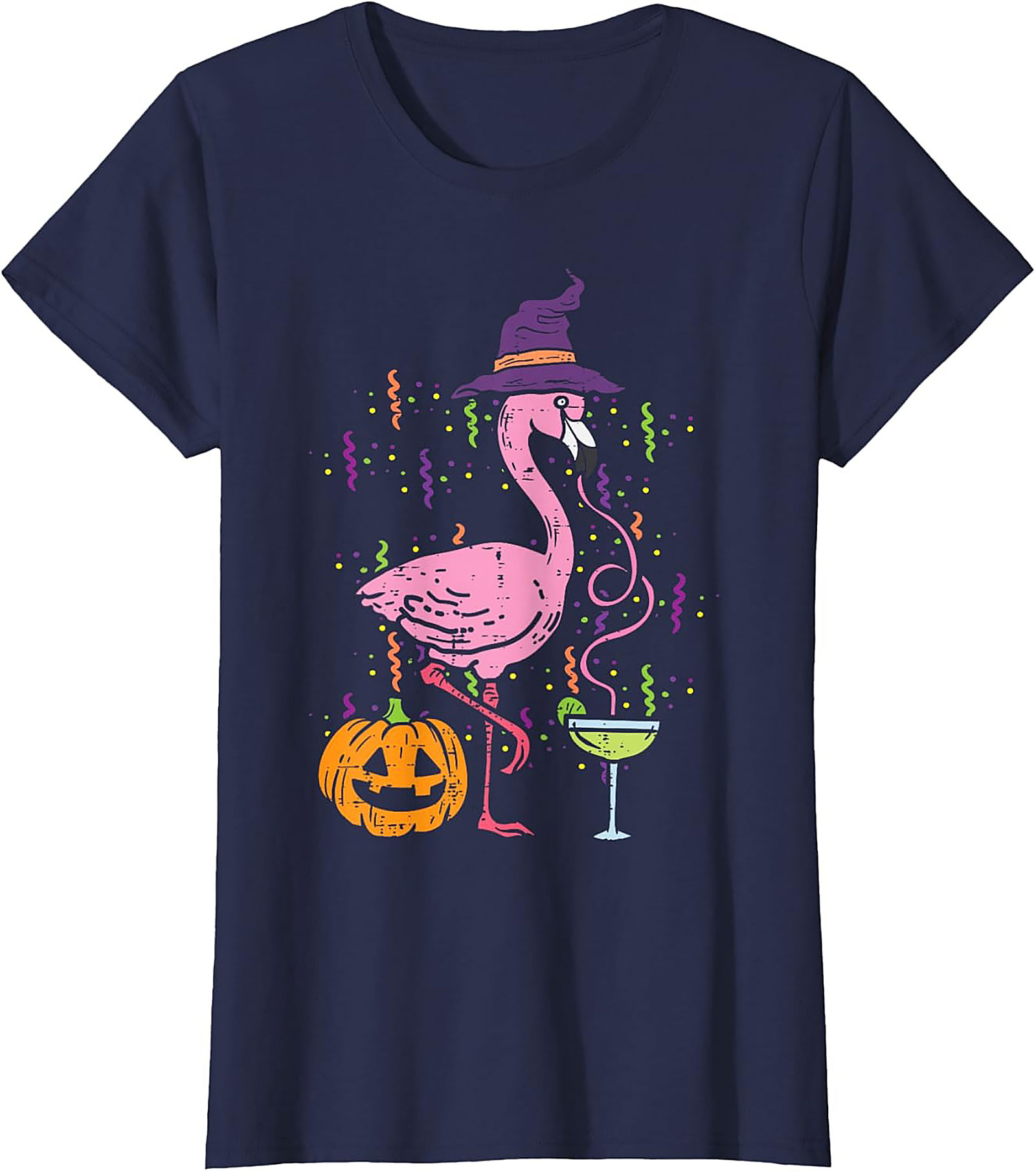 Funny Halloween Flamingo T-Shirt | Witch Margarita Tee