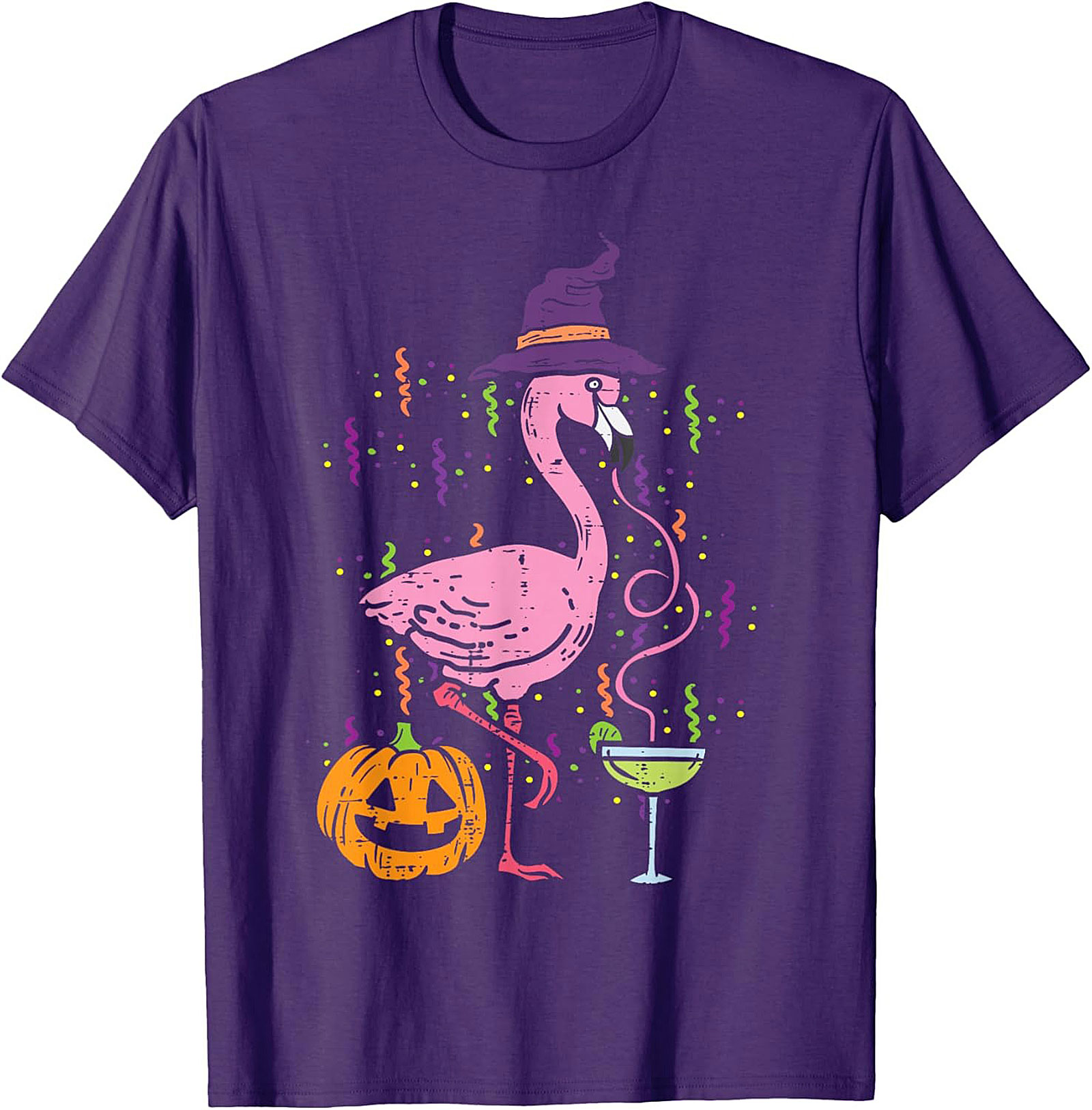 Funny Halloween Flamingo T-Shirt | Witch Margarita Tee