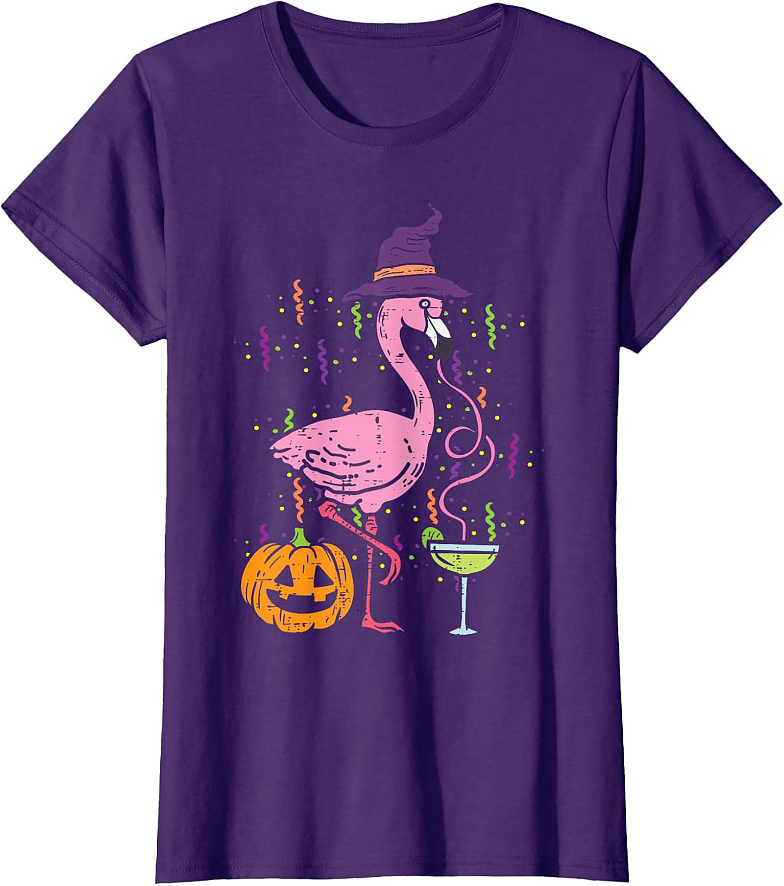 Funny Halloween Flamingo T-Shirt | Witch Margarita Tee