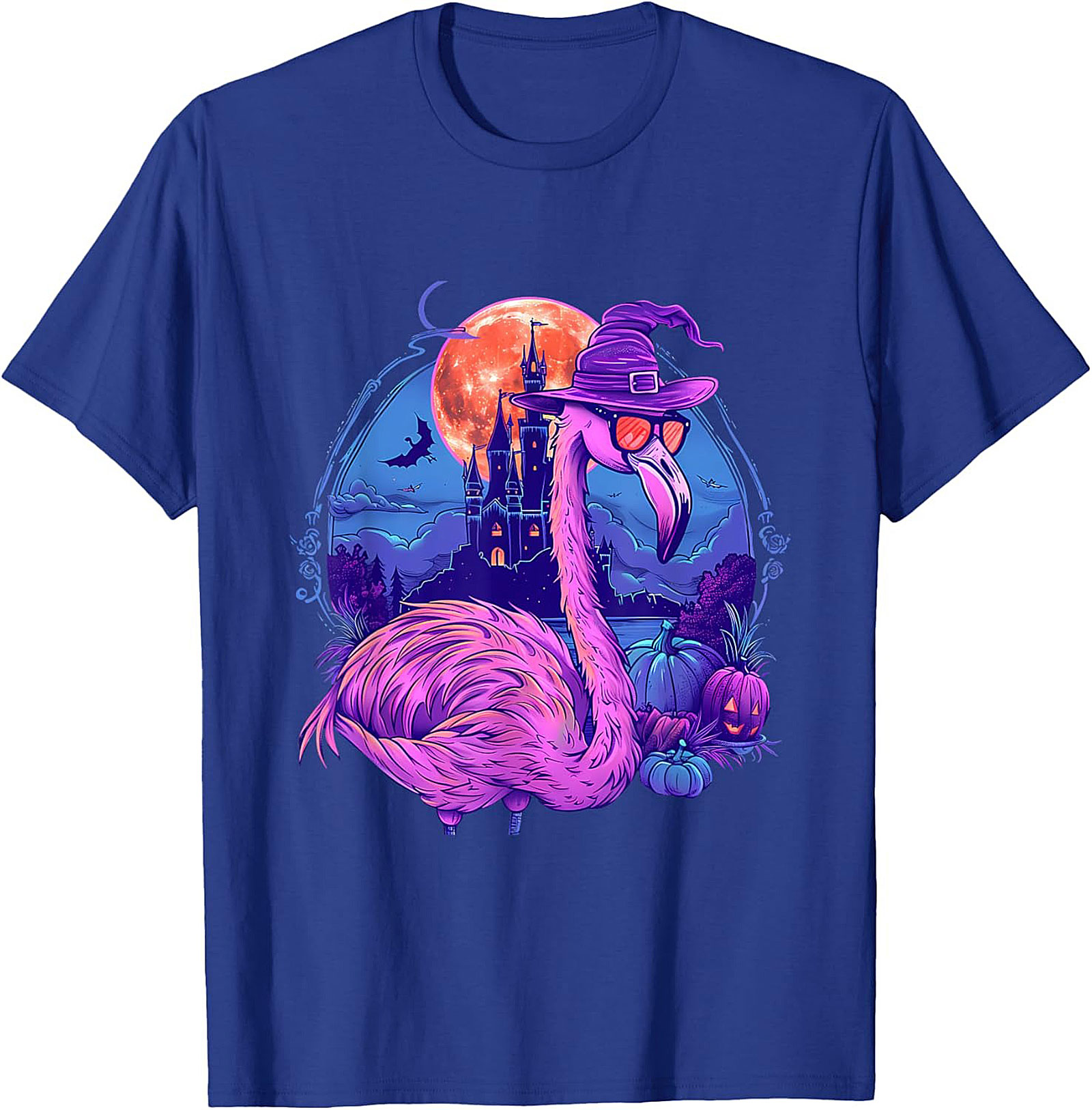 Funny Halloween Flamingo Witch T-Shirt | Pink Graphic Tee