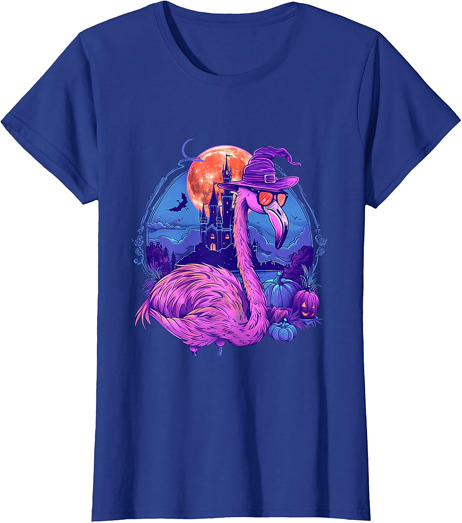 Funny Halloween Flamingo Witch T-Shirt | Pink Graphic Tee