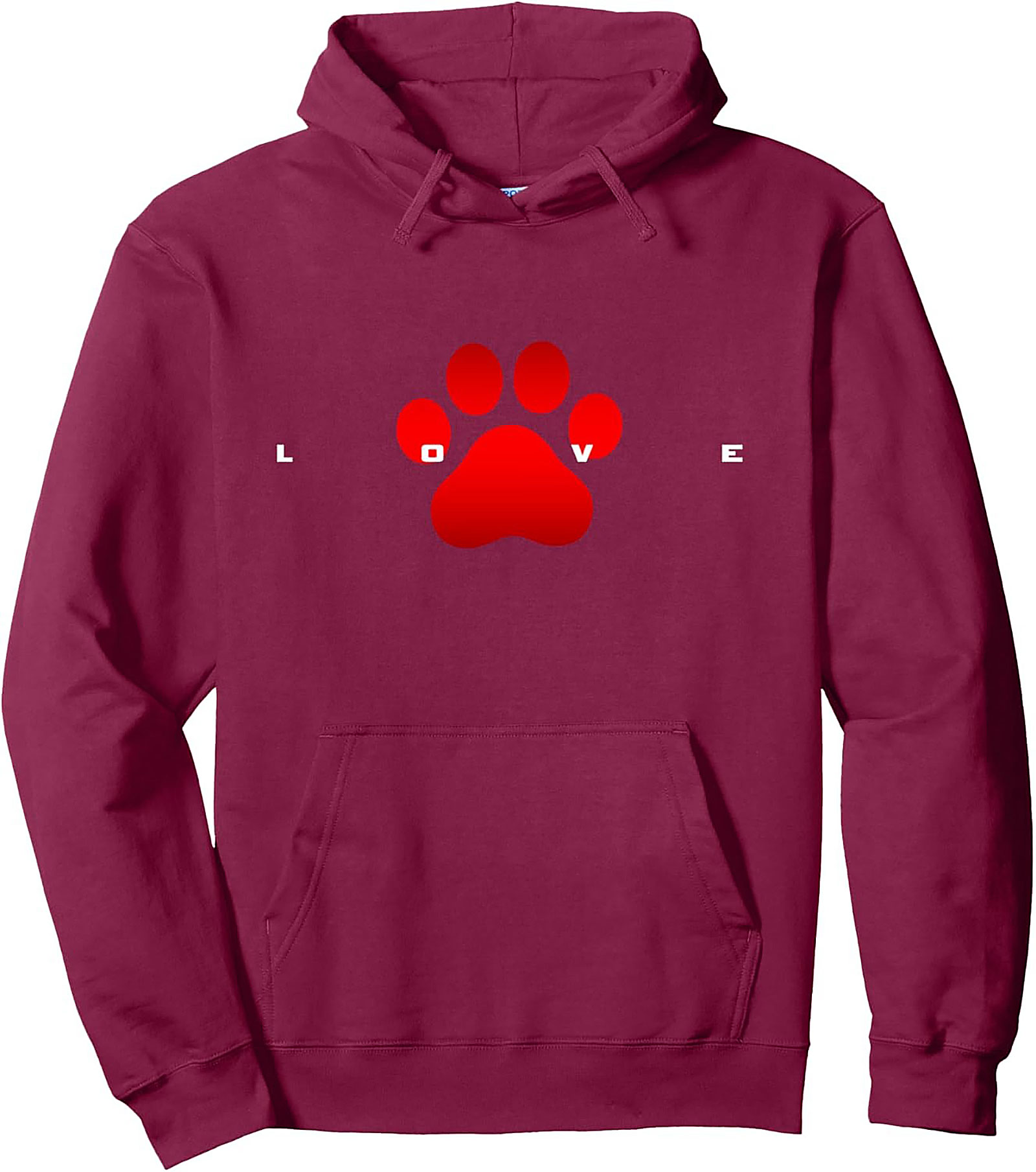 Red Paw Print Love Pet Lover Graphic Hoodie