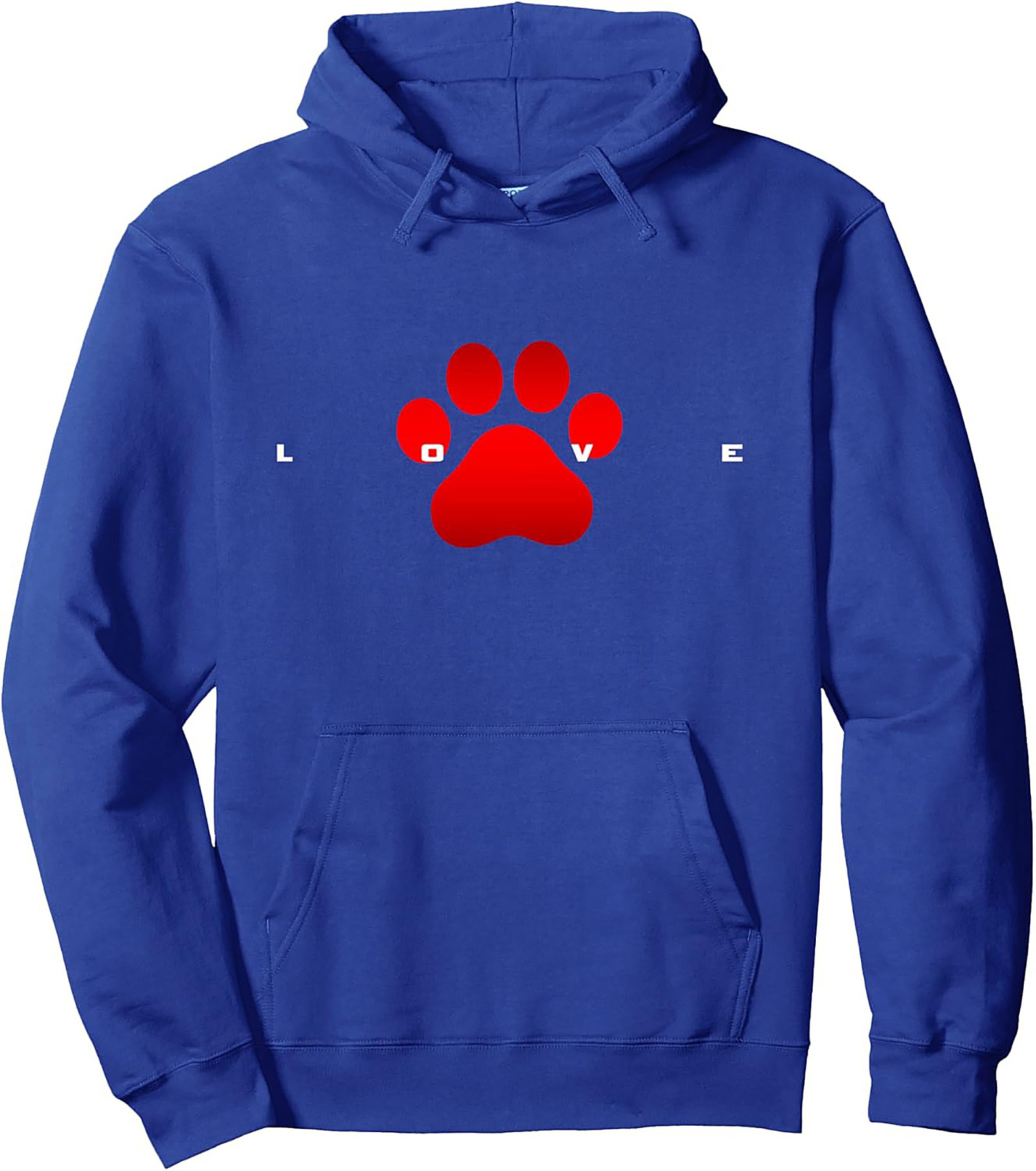 Red Paw Print Love Pet Lover Graphic Hoodie