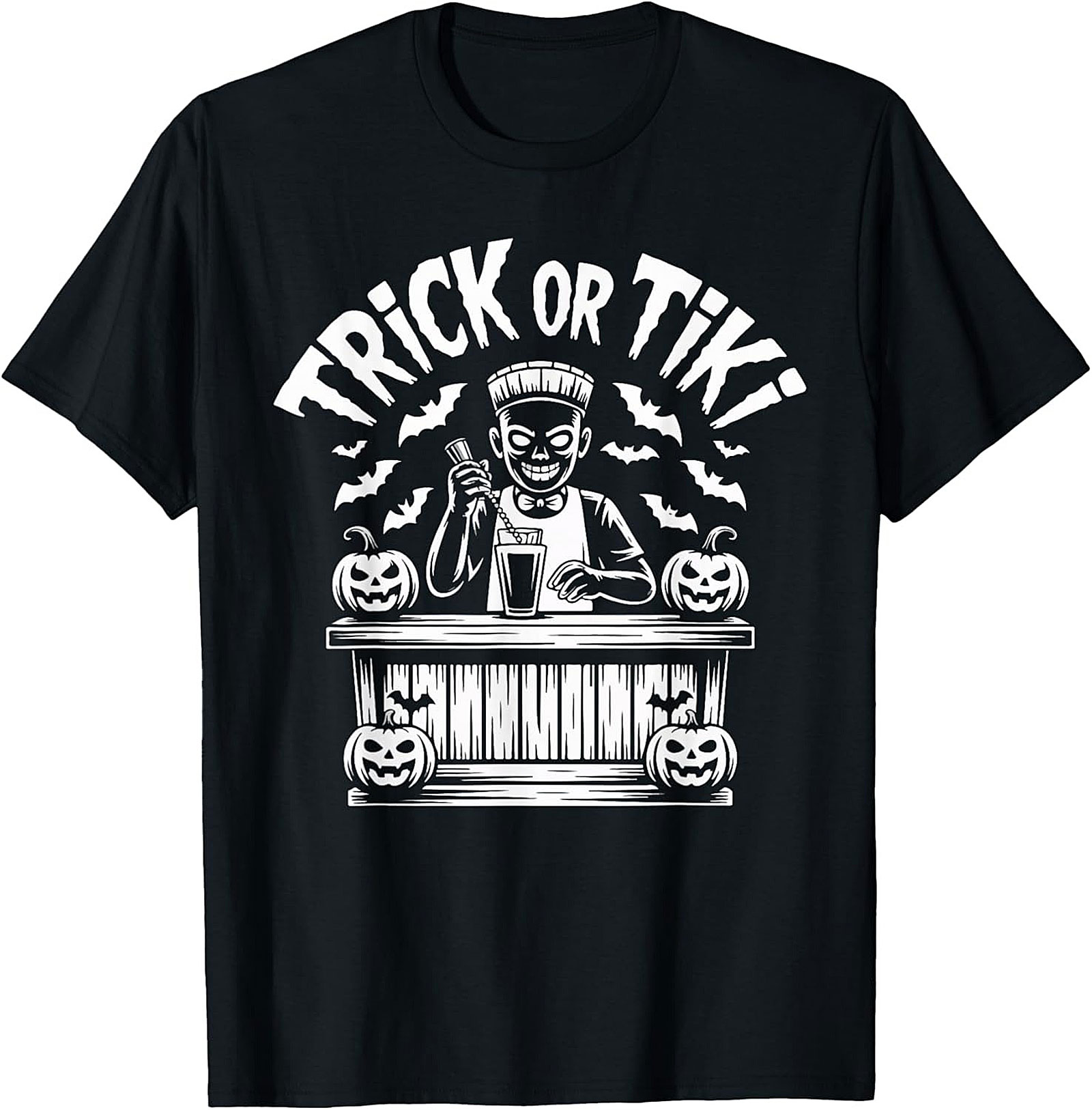 Trick or Tiki T-shirt | Funny Halloween Bartender Graphic Tee