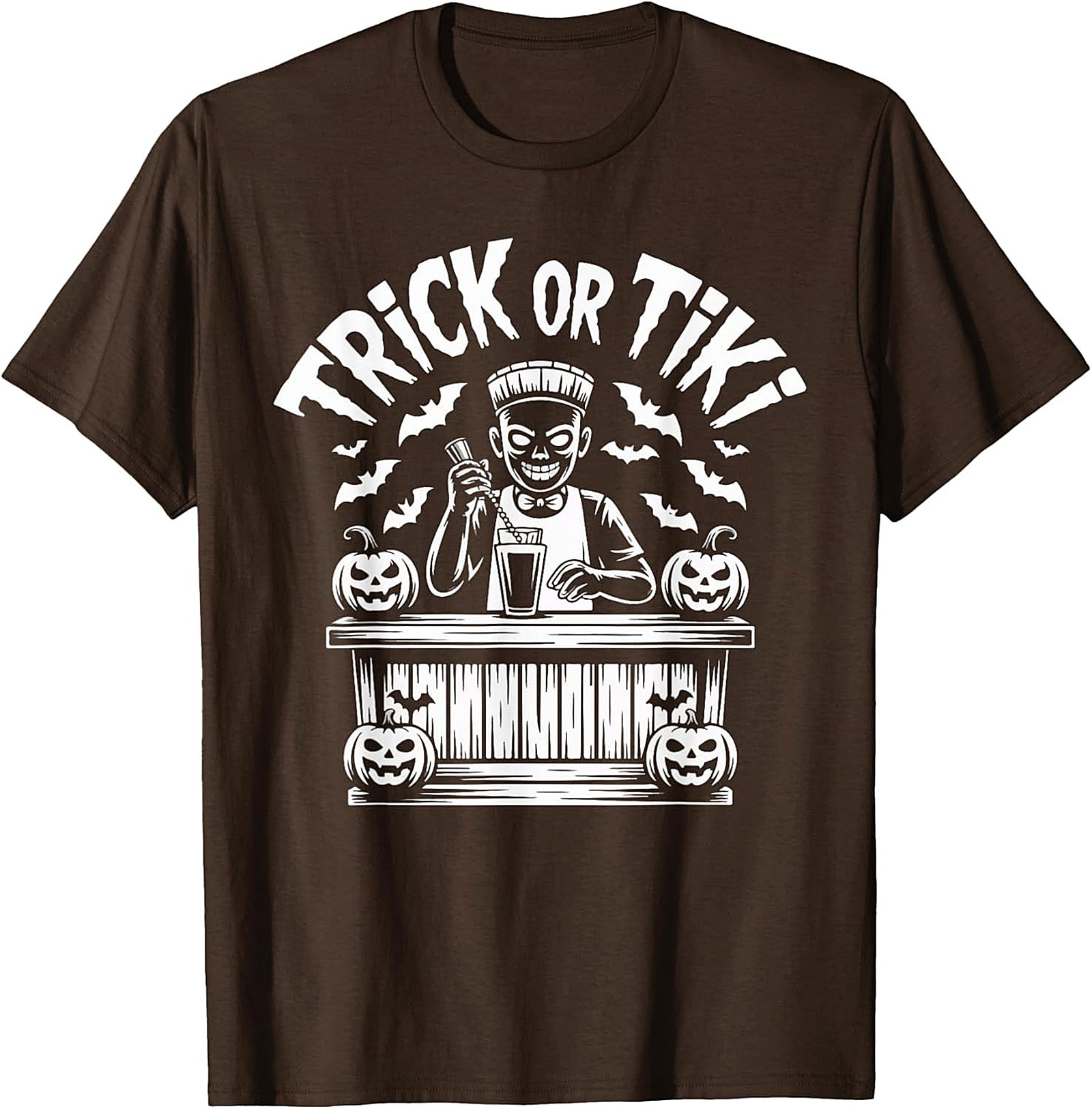 Trick or Tiki T-shirt | Funny Halloween Bartender Graphic Tee