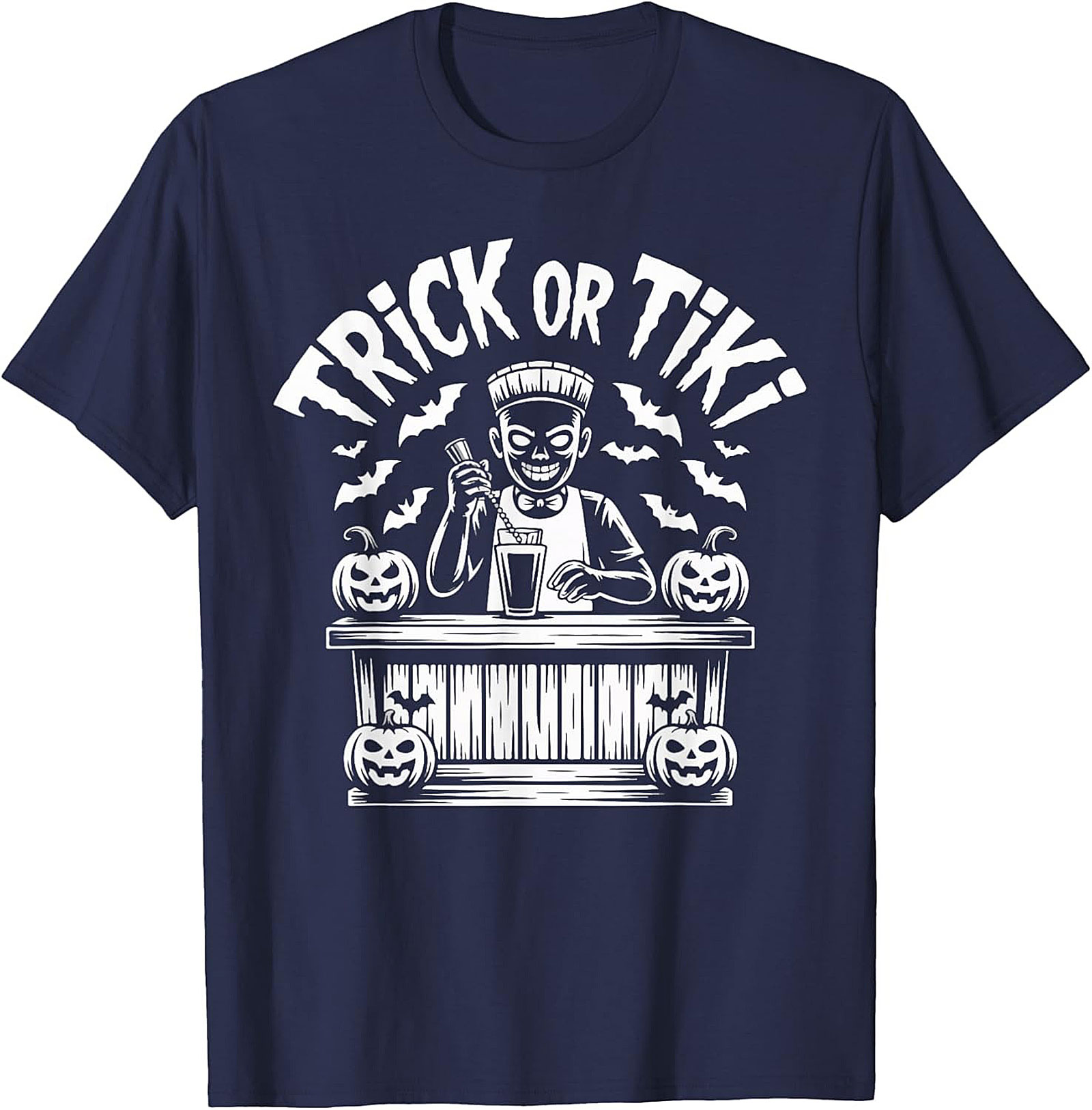 Trick or Tiki T-shirt | Funny Halloween Bartender Graphic Tee