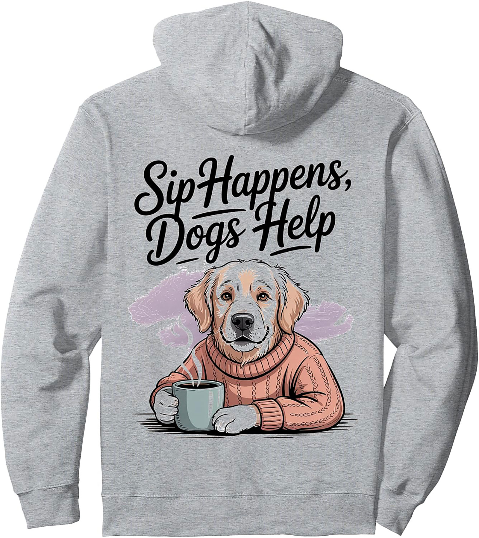 Golden Retriever Coffee Pullover Hoodie: Sip Happens, Dogs Help